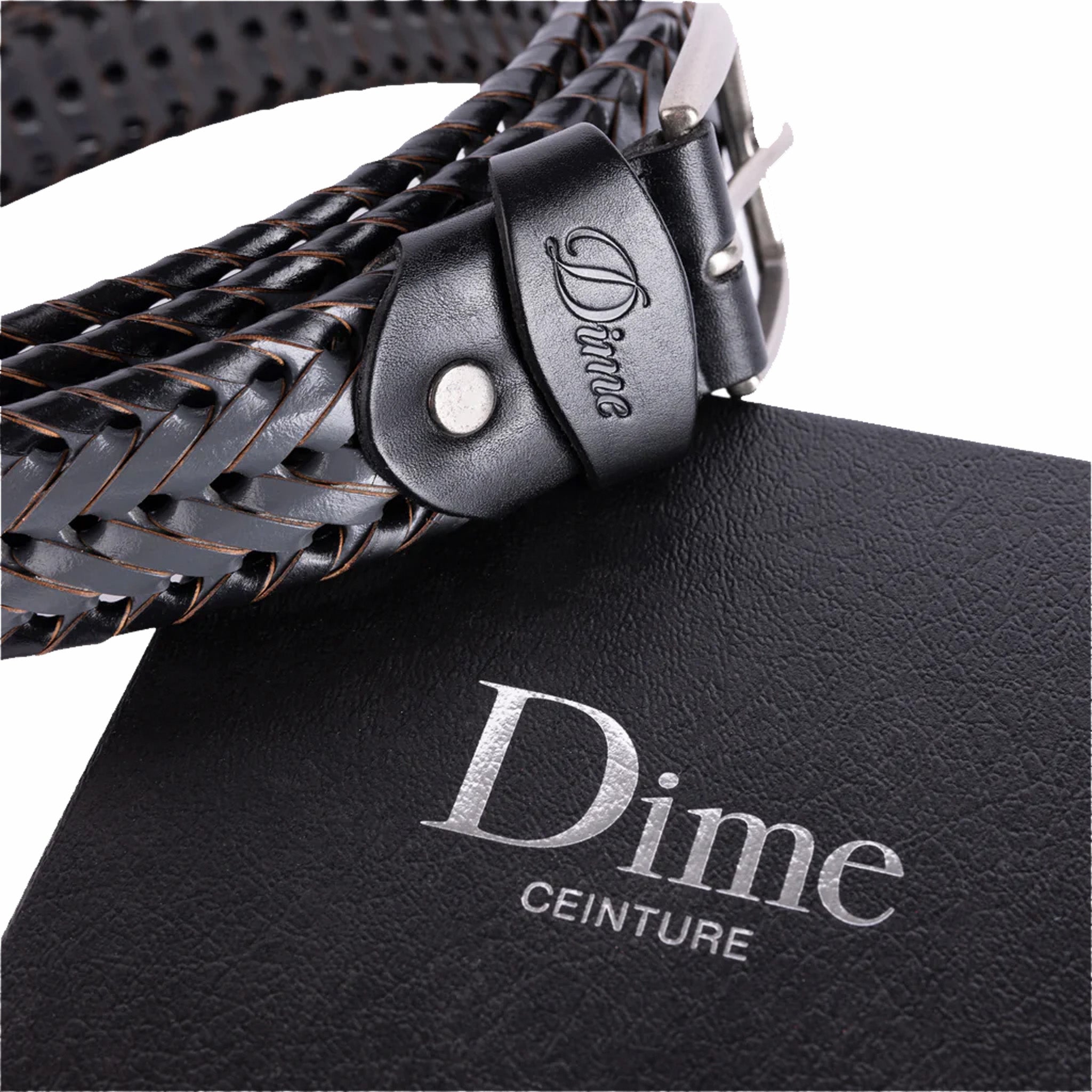 Dime Braided Leather Belt (Black/Charcoal) - August Shop