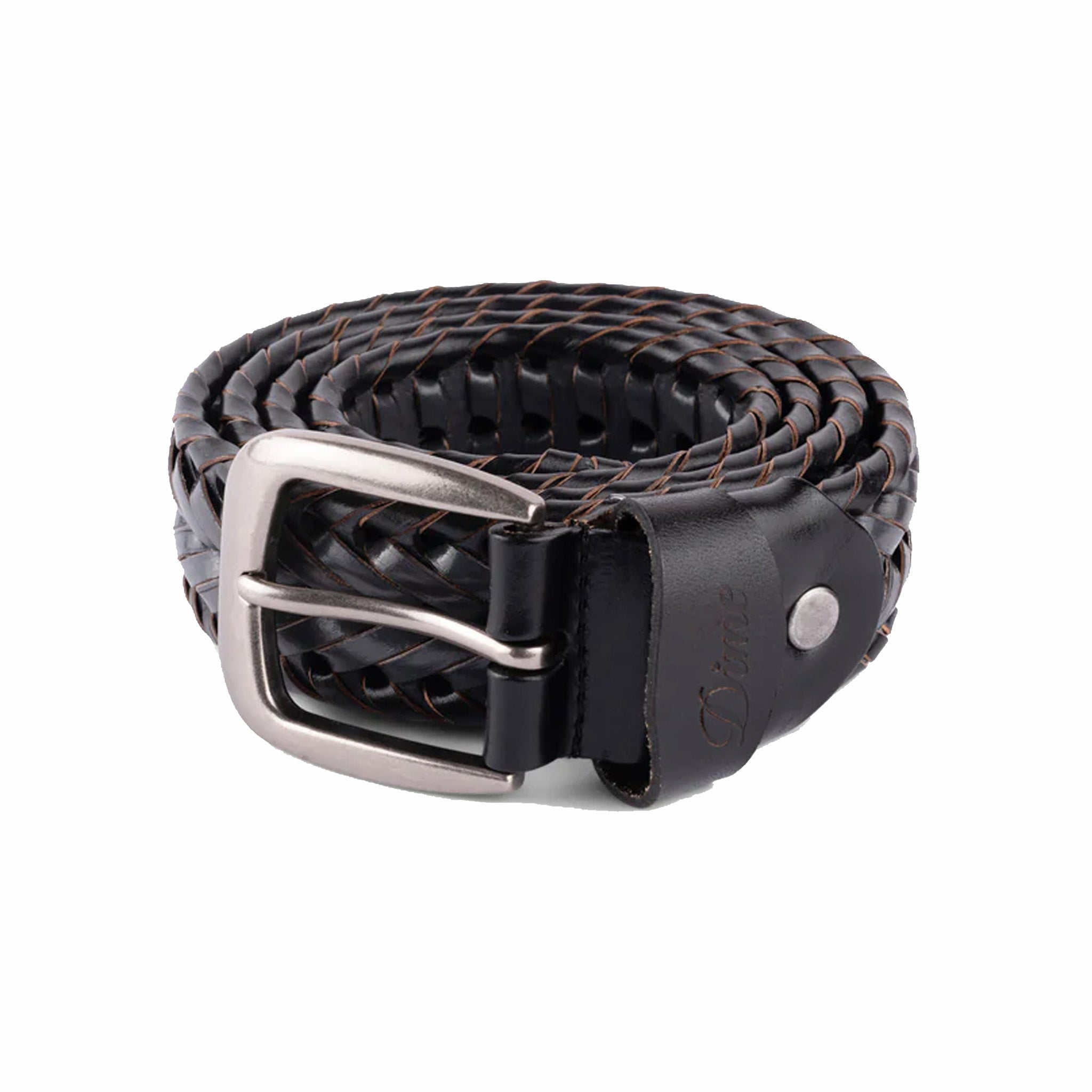 Dime Braided Leather Belt (Black/Charcoal) - August Shop