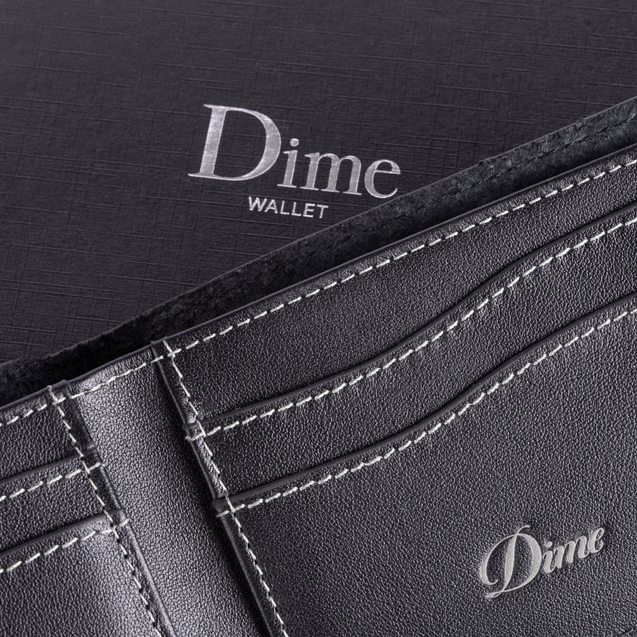 Dime Cursive Bifold Wallet (Black Leather) - August Shop