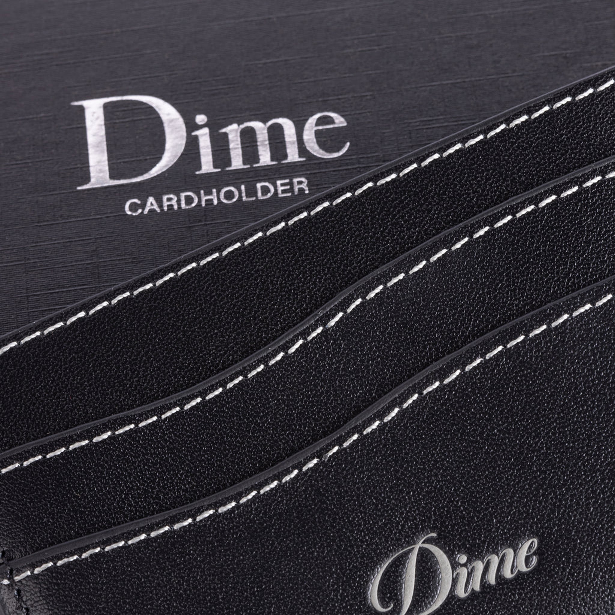 Dime Cursive Cardholder (Black Leather) - August Shop