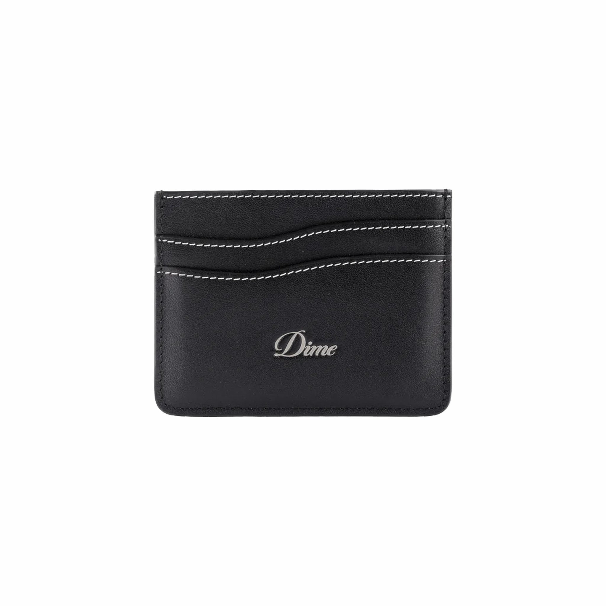 Dime Cursive Cardholder (Black Leather) - August Shop