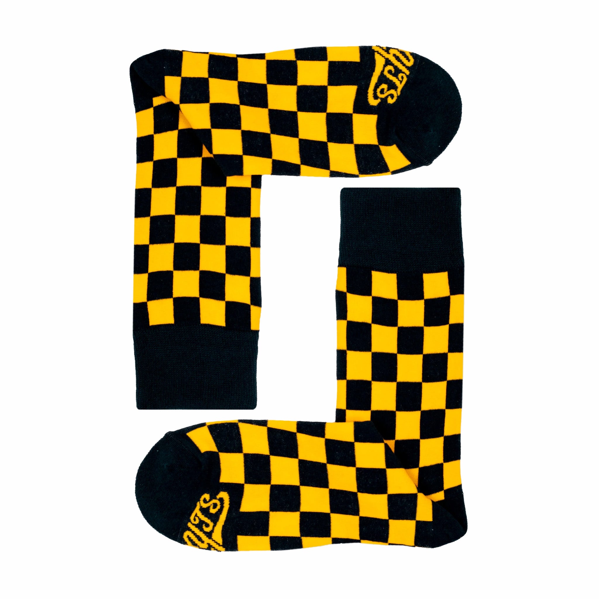 Dude. Your Team Socks. Checkered Socks (Black/Yellow) - August Shop