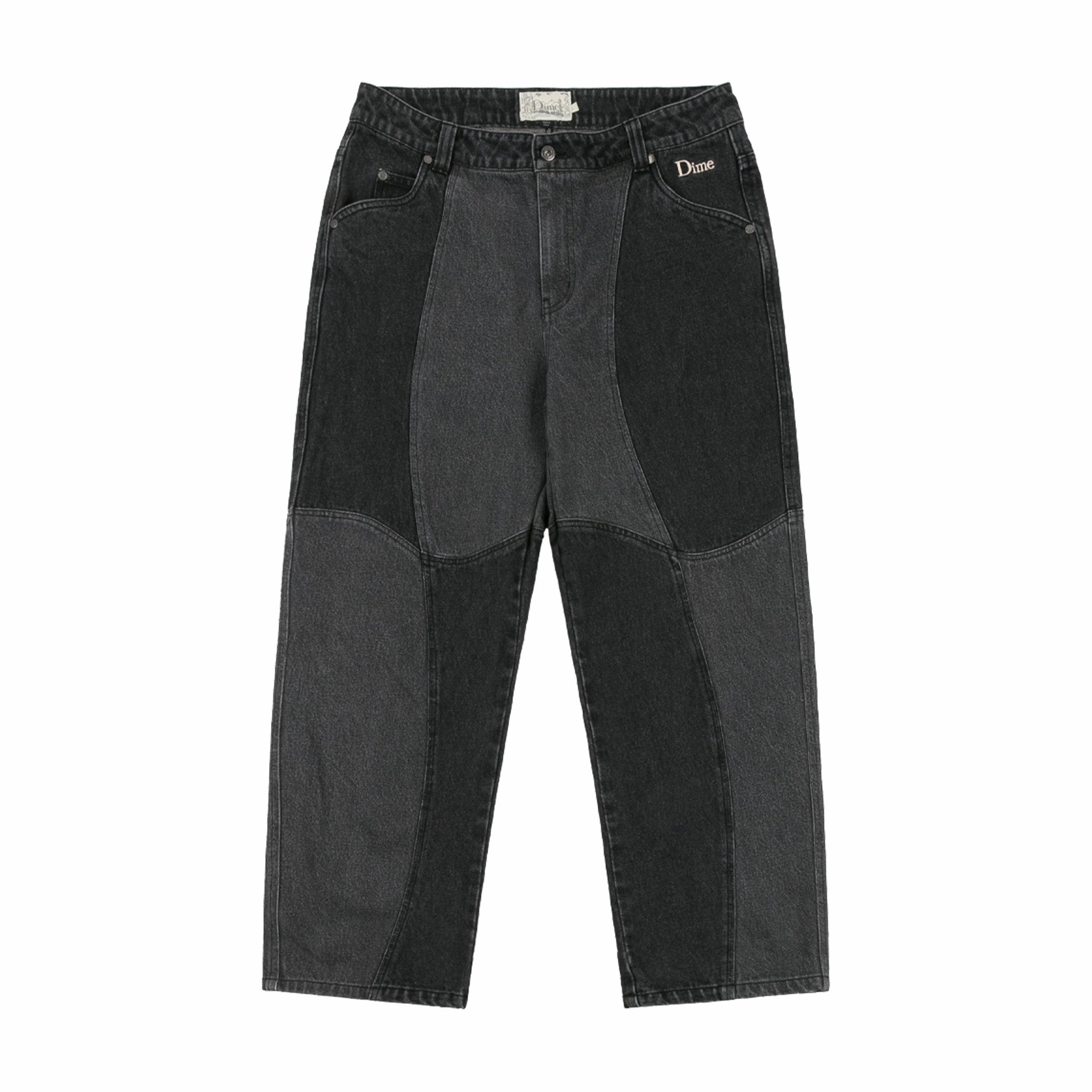 Dime Blocked Relaxed Denim Pants (Washed Black) - August Shop