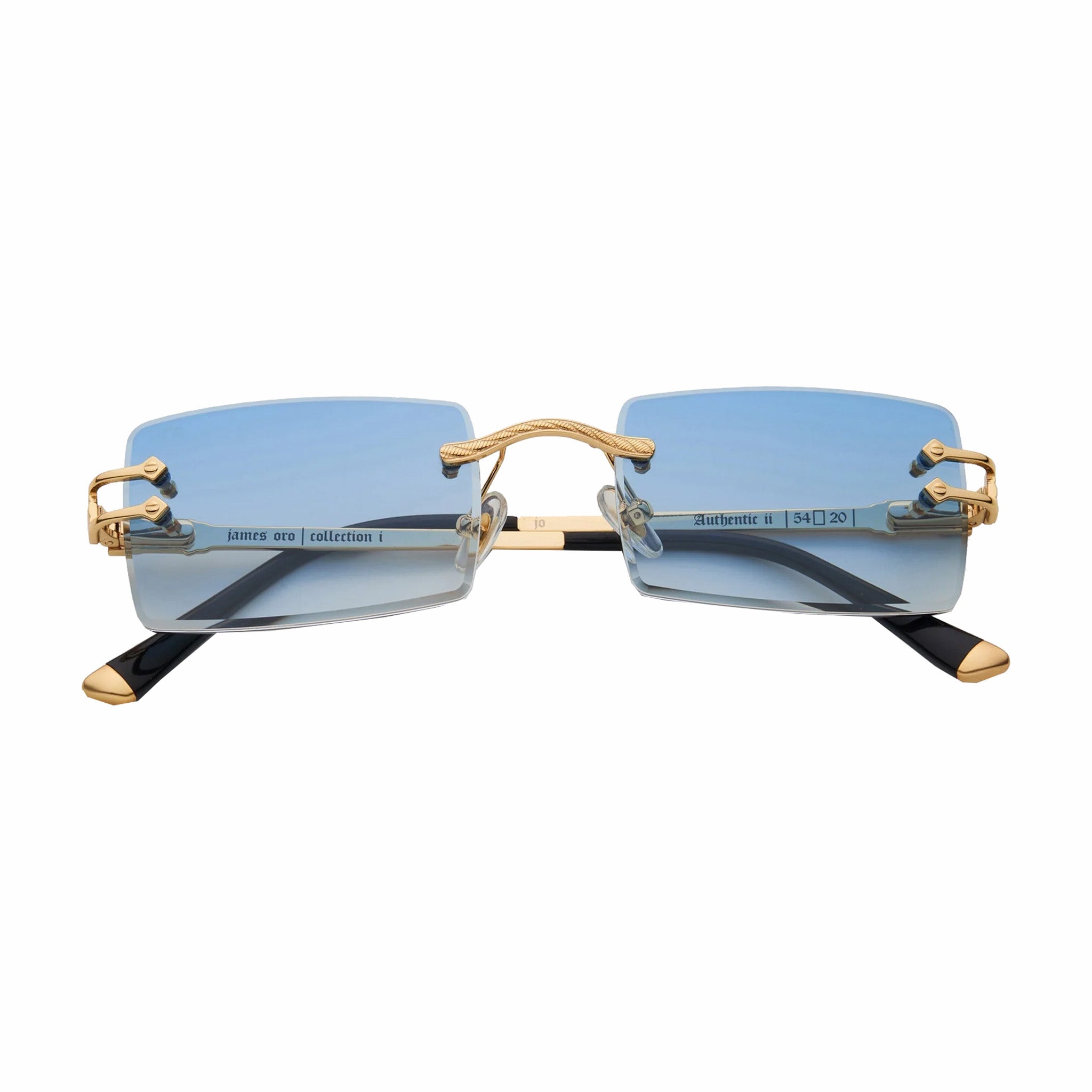 James Oro Blue Tint Gold Authentic II Sunglasses (Blue) - August Shop