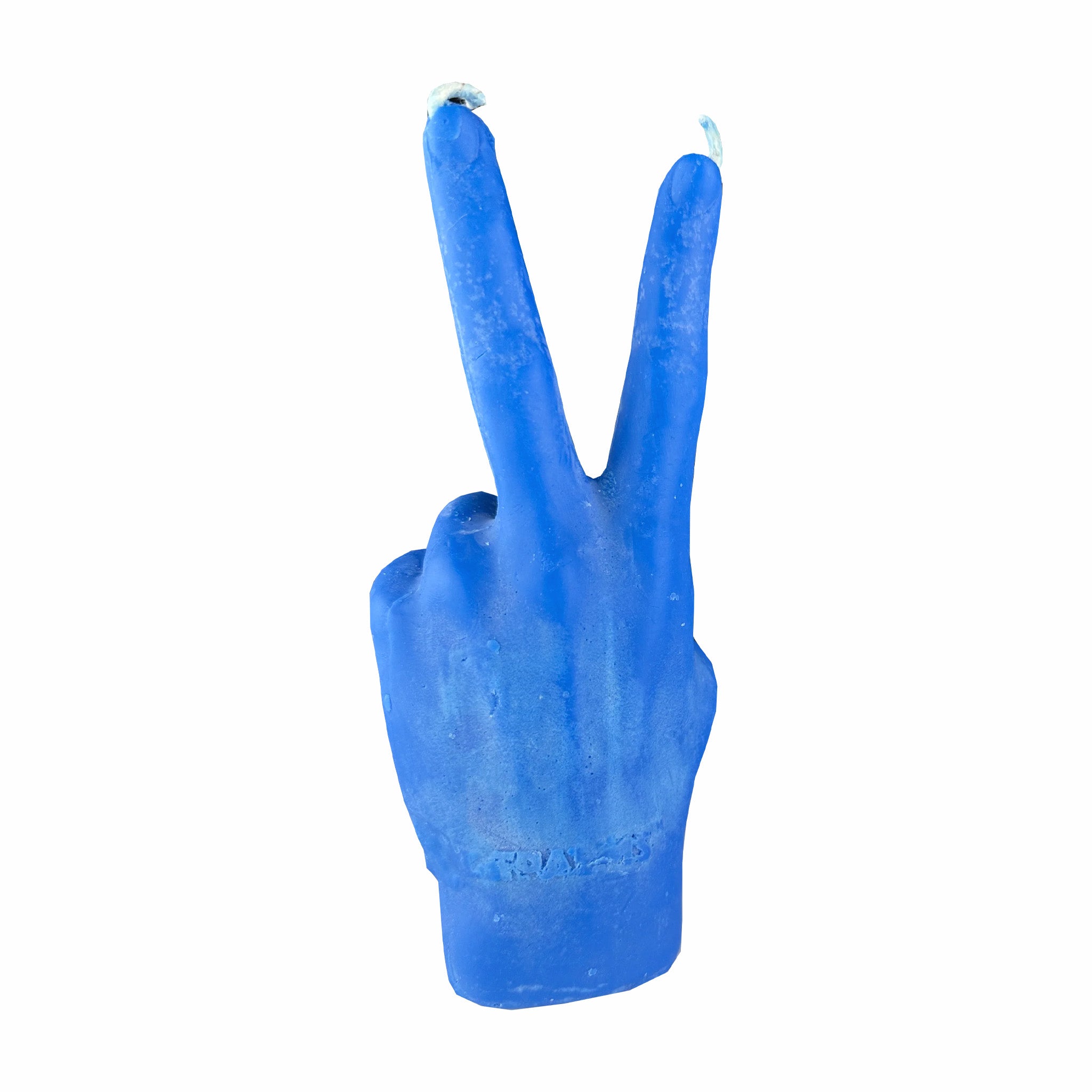 Lit Palms Icon Hand Candle - Caribbean Teakwood Peace Sign (Blue) - August Shop
