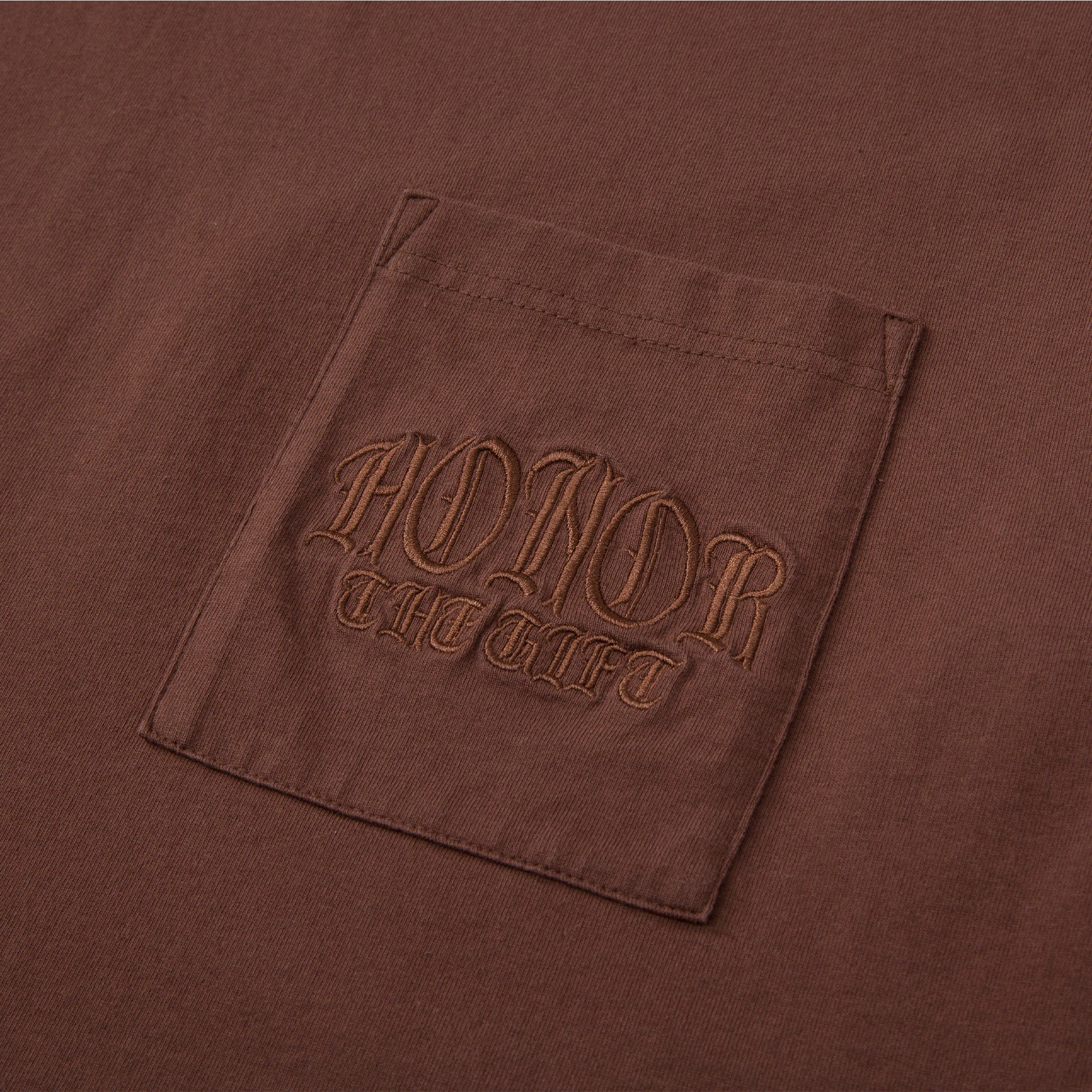 Honor The Gift Embroidered Pocket Tee (Brown) - August Shop