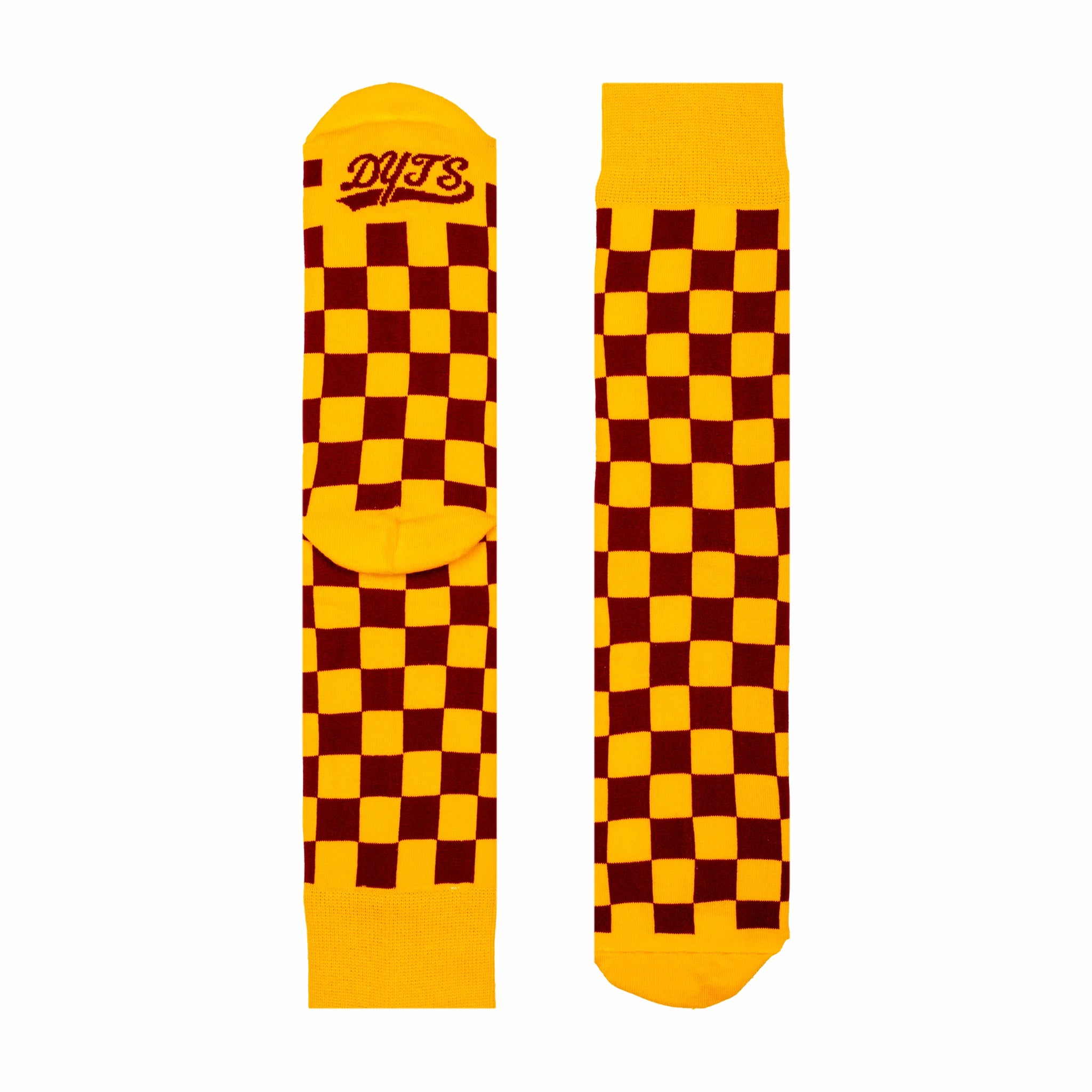 Dude. Your Team Socks. Checkered Socks (Burgundy/Gold) - August Shop