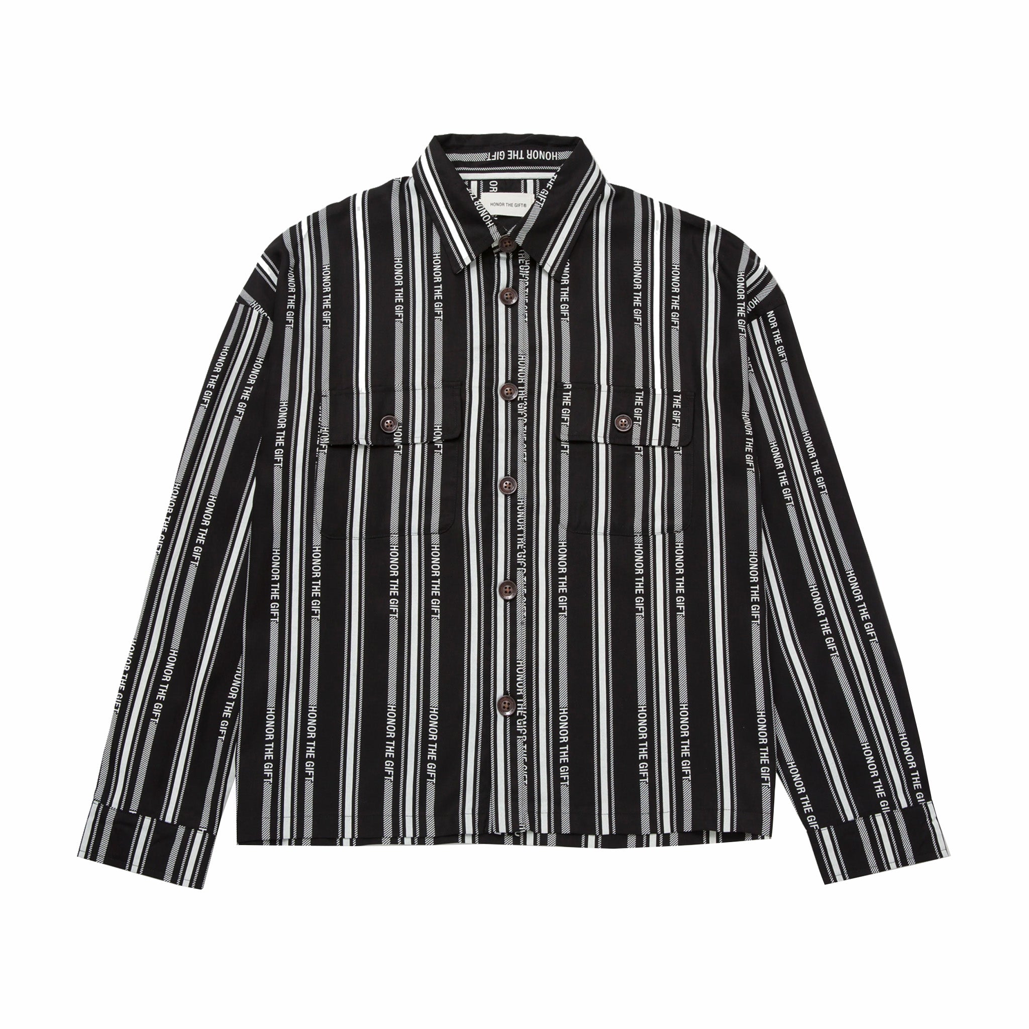 Honor The Gift Honor Stripe Button Up (Black) - August Shop