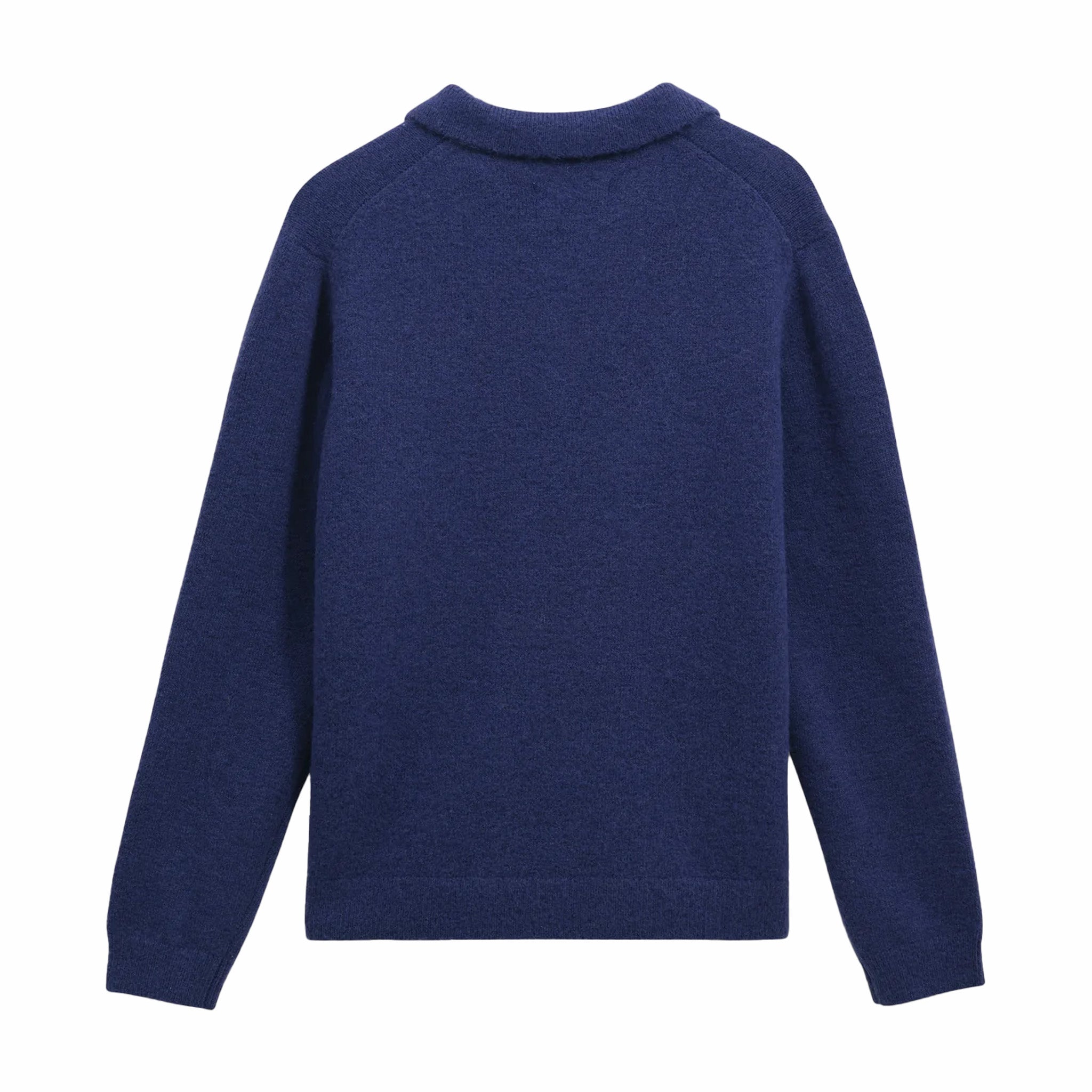 Wax London Carter Open Collar Polo - Fluffy Wool Blend (Blue) - August Shop