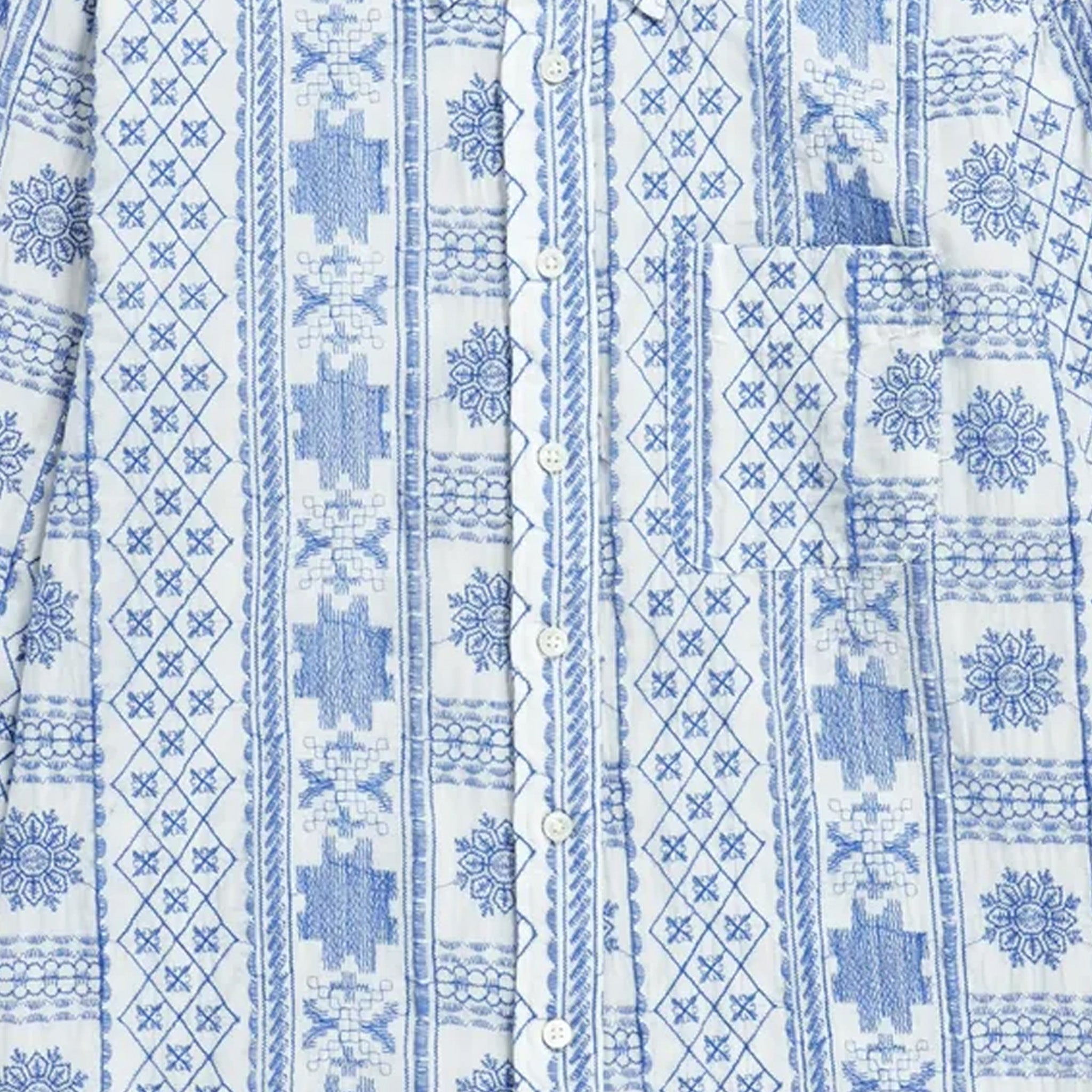 Engineered Garments 19 Century BD CP Embroidery Shirt (Blue/White) - August Shop