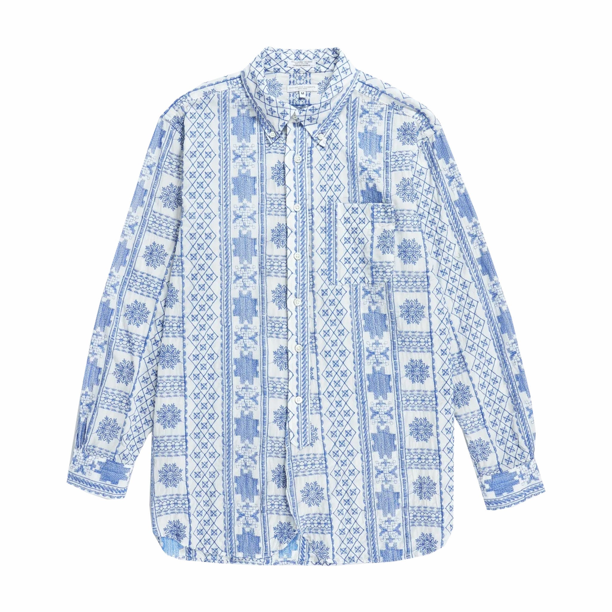 Engineered Garments 19 Century BD CP Embroidery Shirt (Blue/White) - August Shop