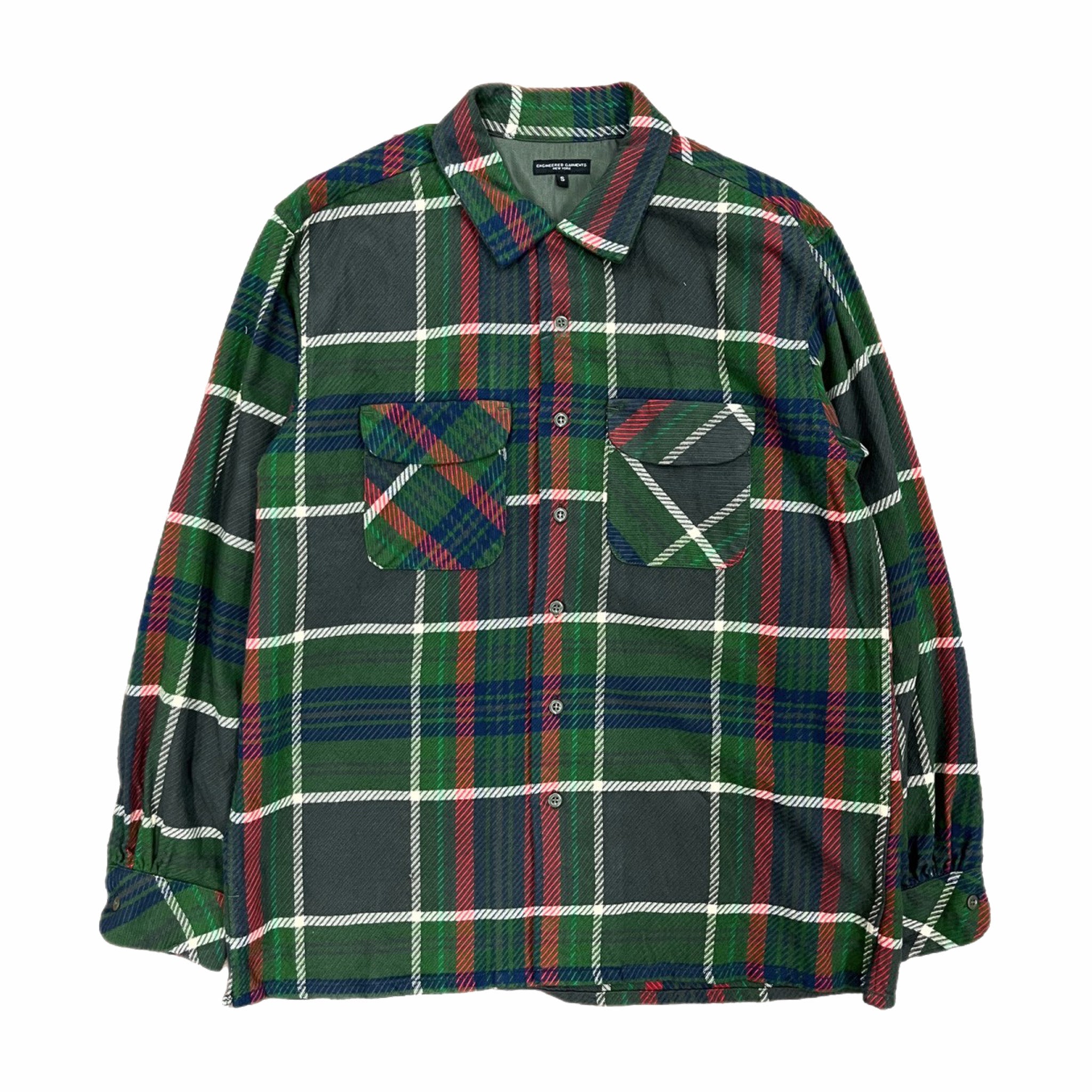 Engineered Garments Classic Shirt Heavy Twill Plaid (Olive) - August Shop
