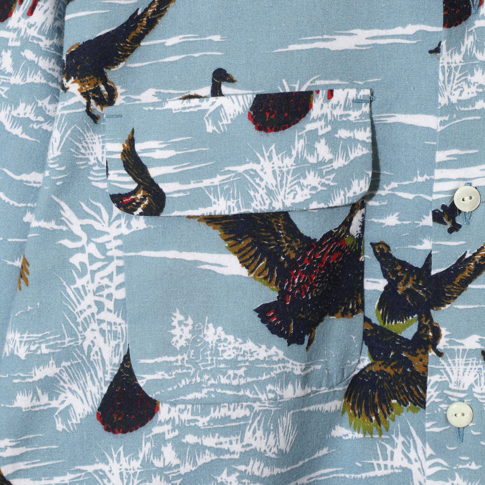 Needles Classic Shirt - Printed Flannel / Bird (Blue) - August Shop