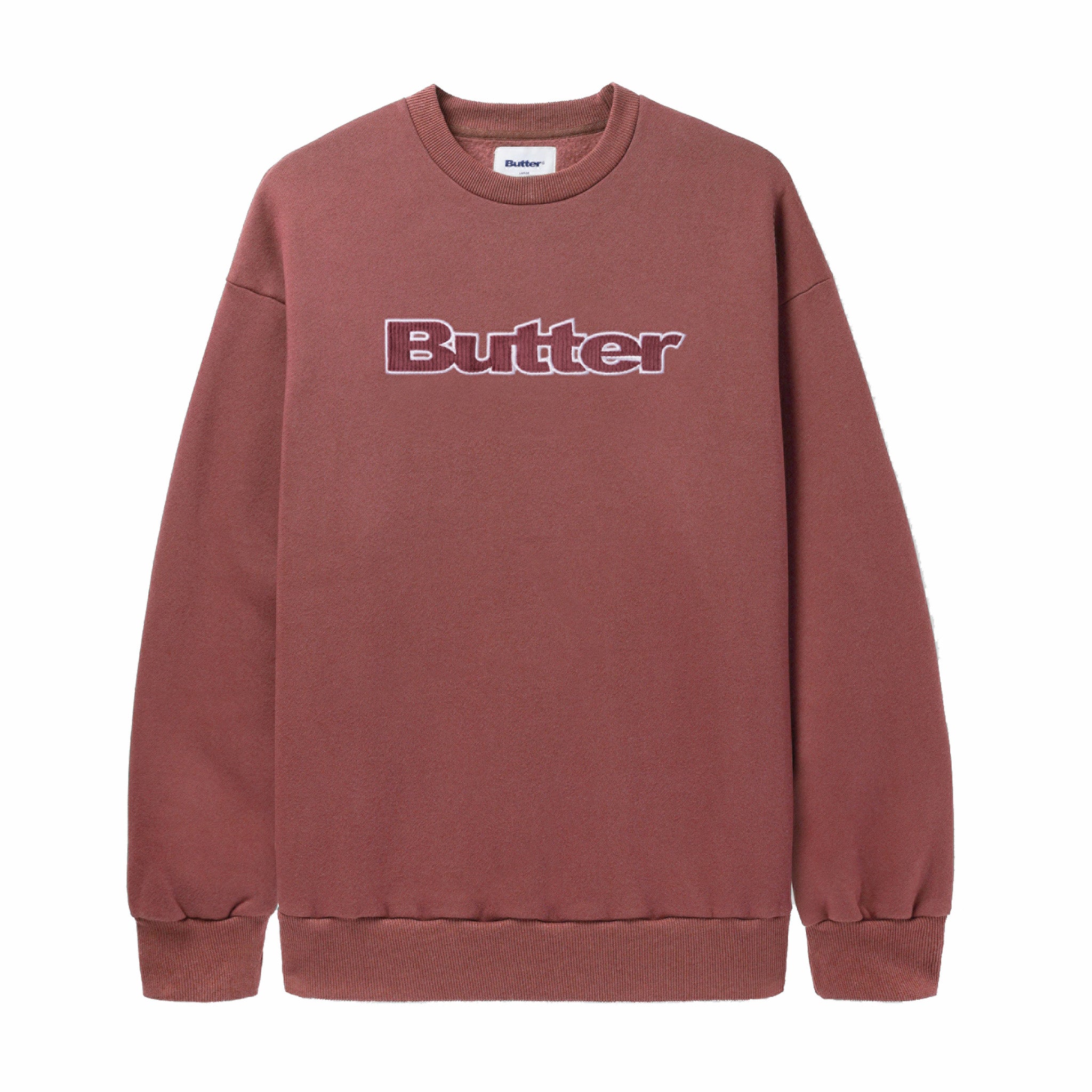 Butter Goods Cord Logo Crewneck Sweatshirt (Rhubarb) - August Shop