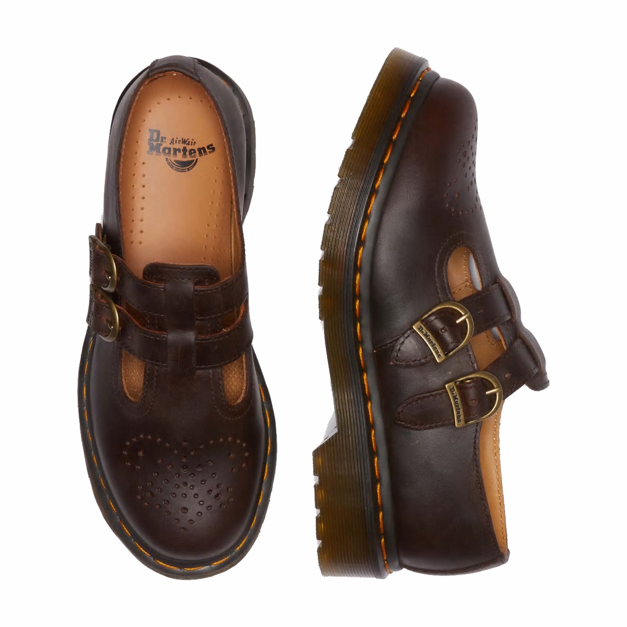 Dr. Martens Women&#39;s 8065 Crazy Horse Leather Mary Jane (Dark Brown Crazy Horse) - August Shop