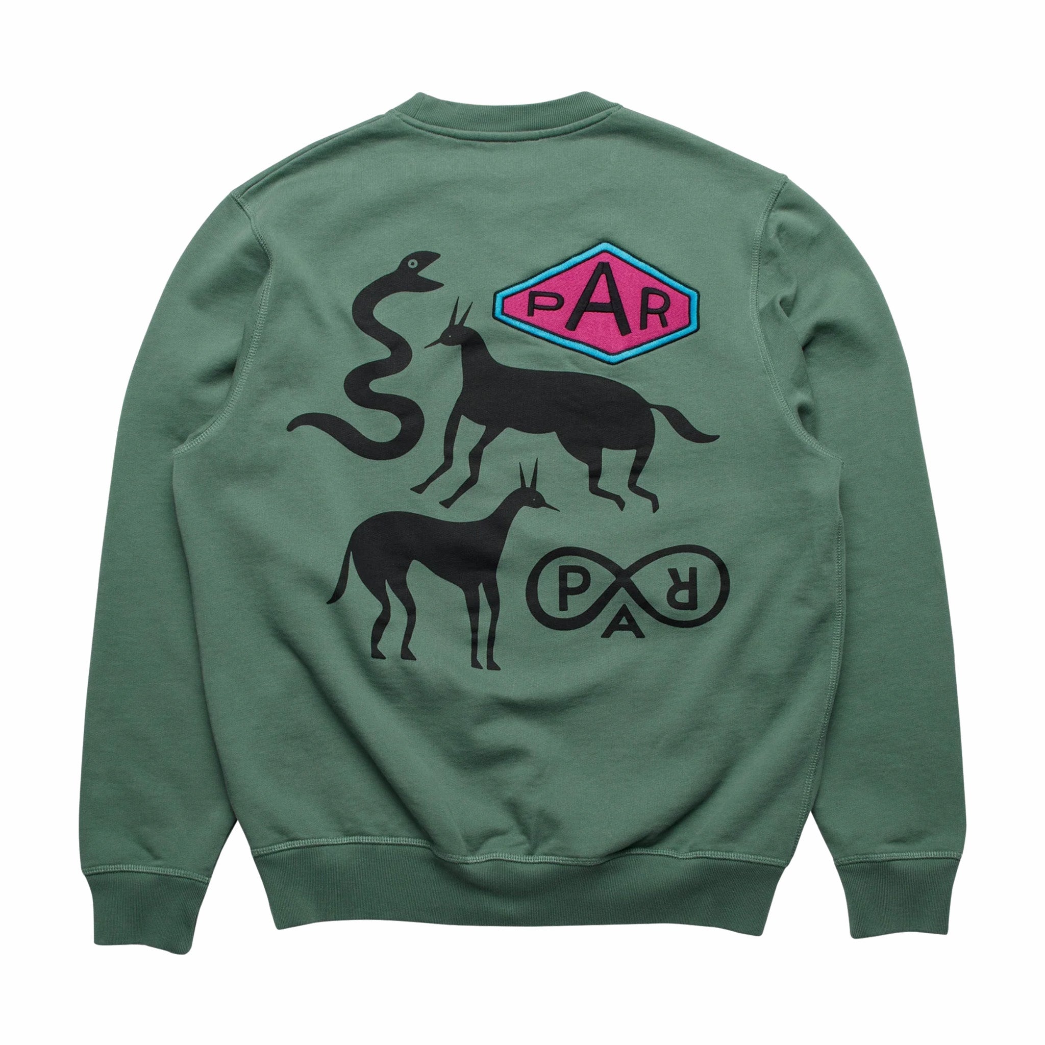 By Parra Snaked By A Horse Crew Neck Sweatshirt (Pine Green) - August Shop