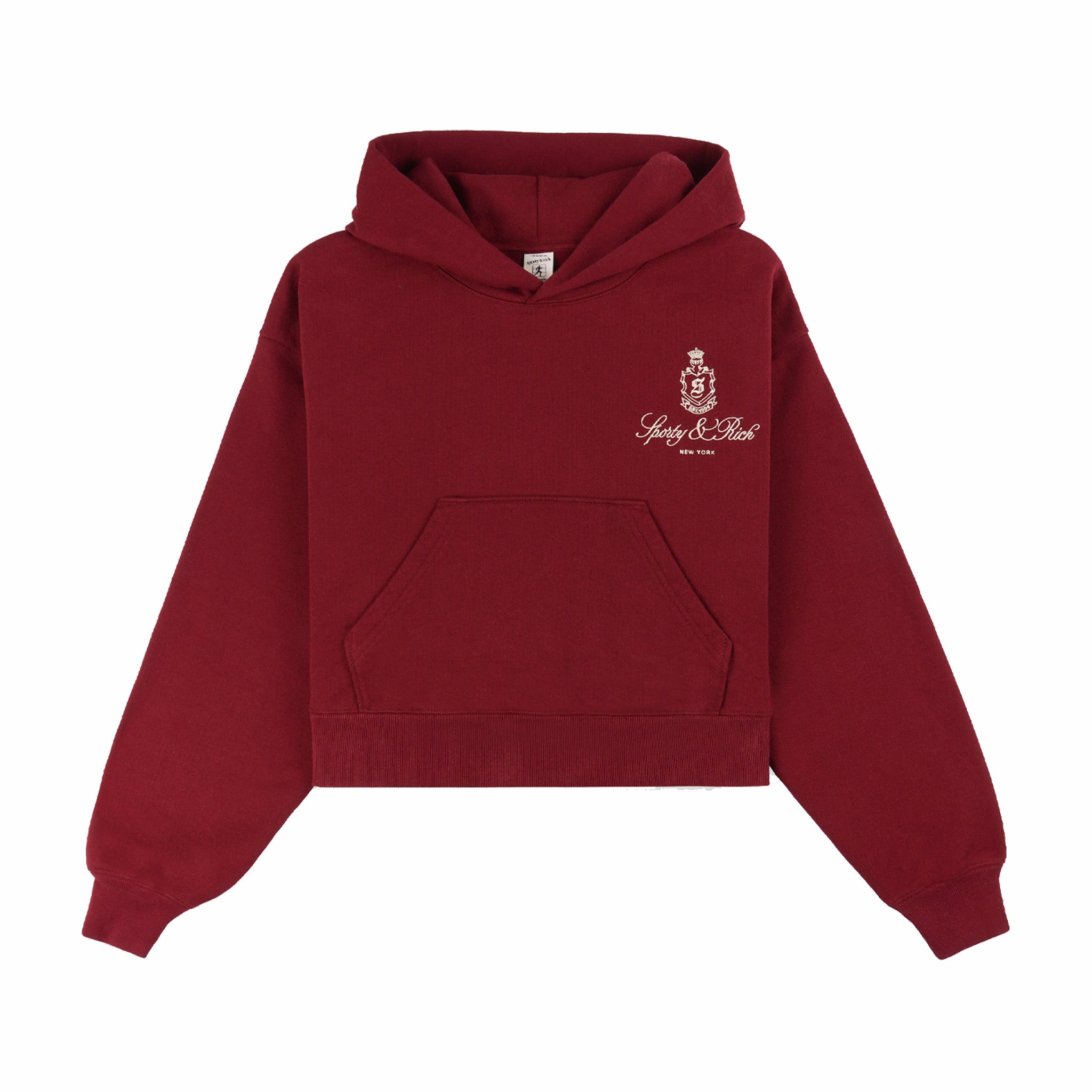 Sporty &amp; Rich Vendome Cropped Hoodie (Merlot/White) - August Shop