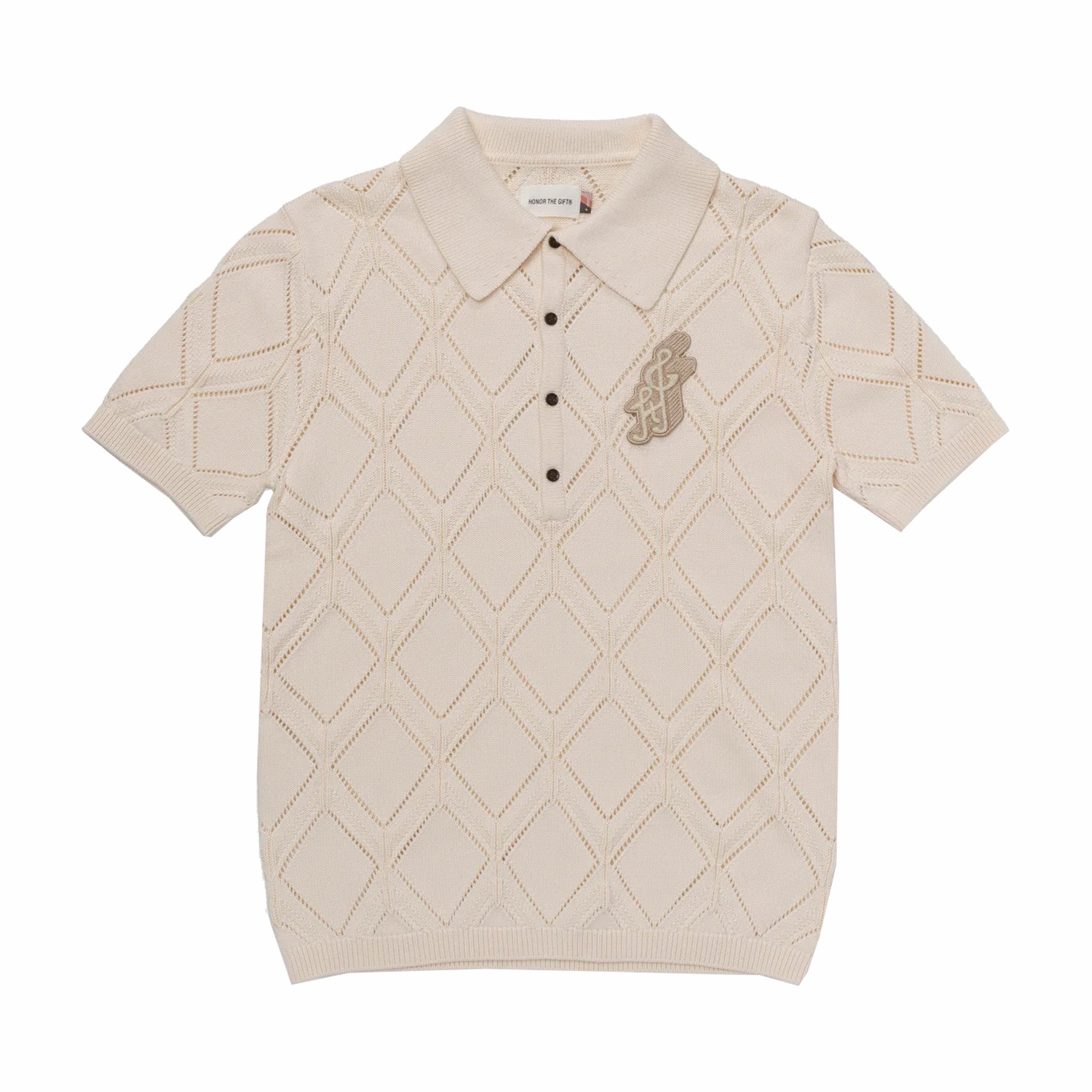 Honor The Gift Diamond Knit Polo (Cream) - August Shop