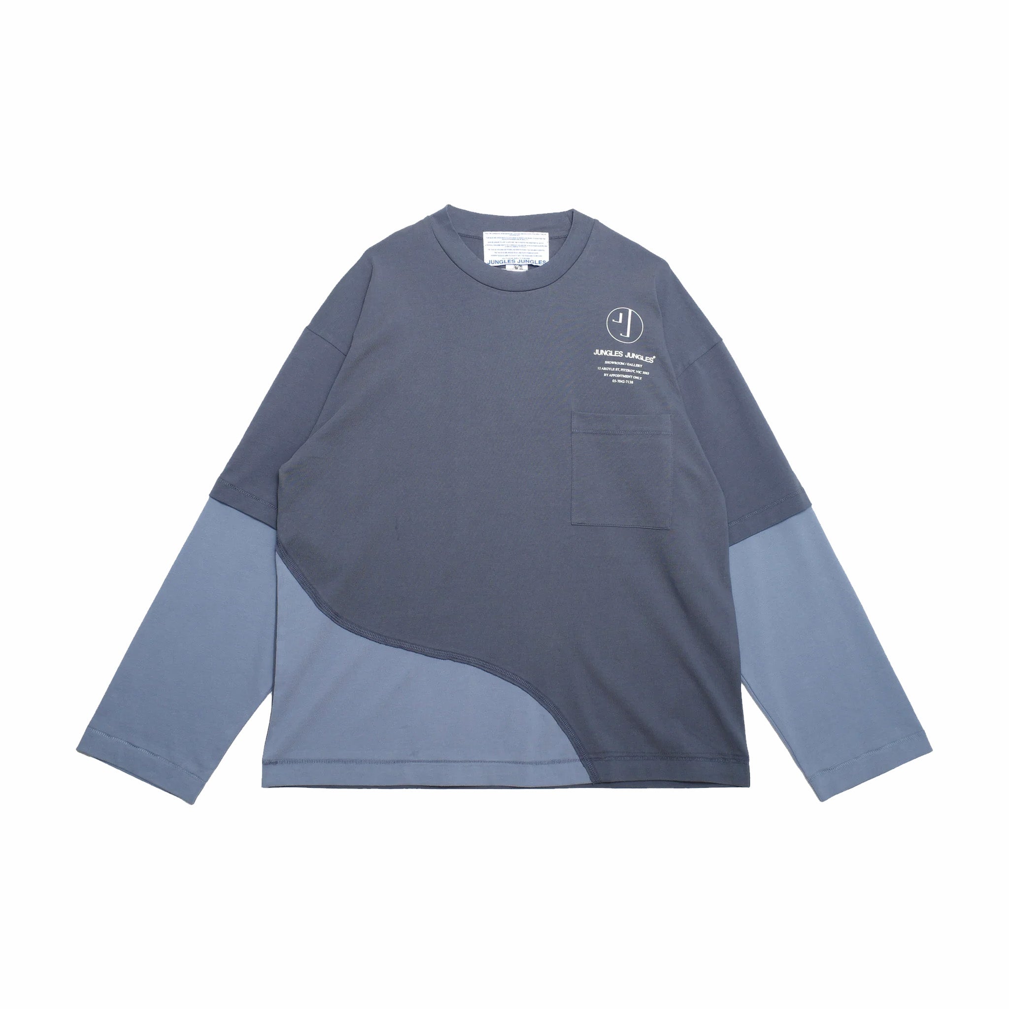 Jungles Double Layer Long Sleeve Tee (Blue) - August Shop