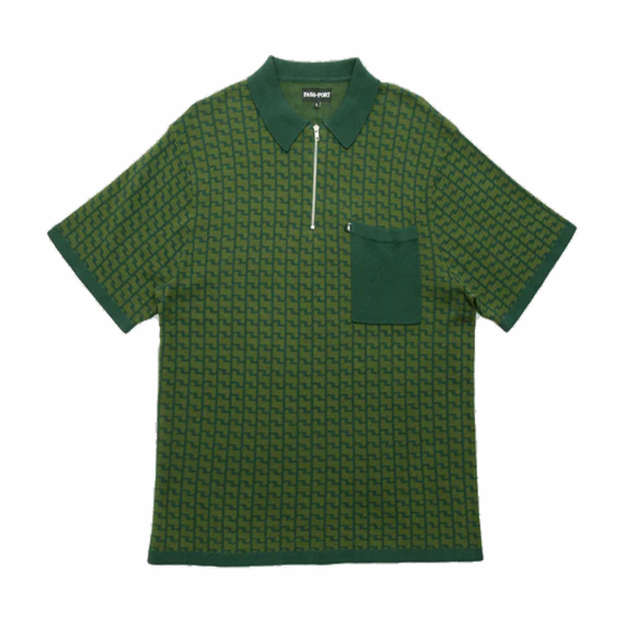 Pass~Port Drain Knit Short-Sleeve Polo (Forest Green) - August Shop