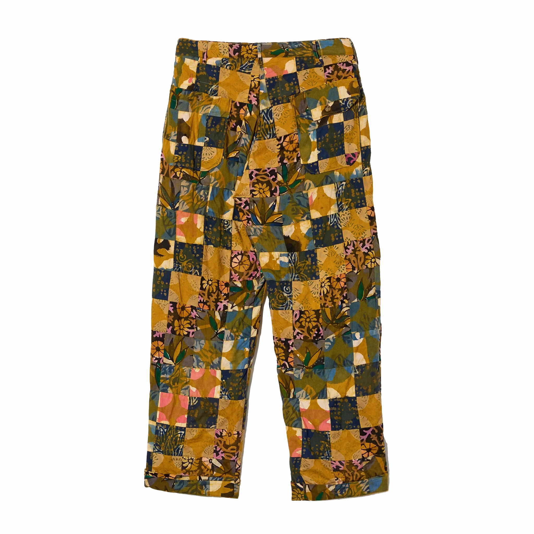 Engineered Garments Carlye Pant - Olive Cotton Multi Pattern Patchwork (Multi)