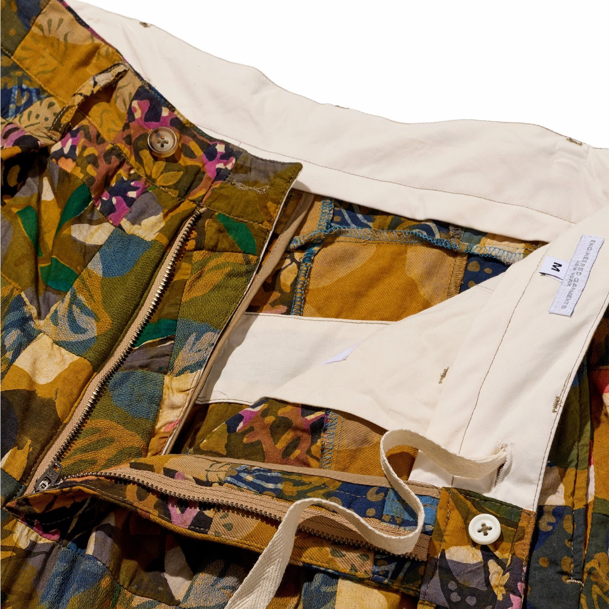 Engineered Garments Carlye Pant - Olive Cotton Multi Pattern Patchwork (Multi)