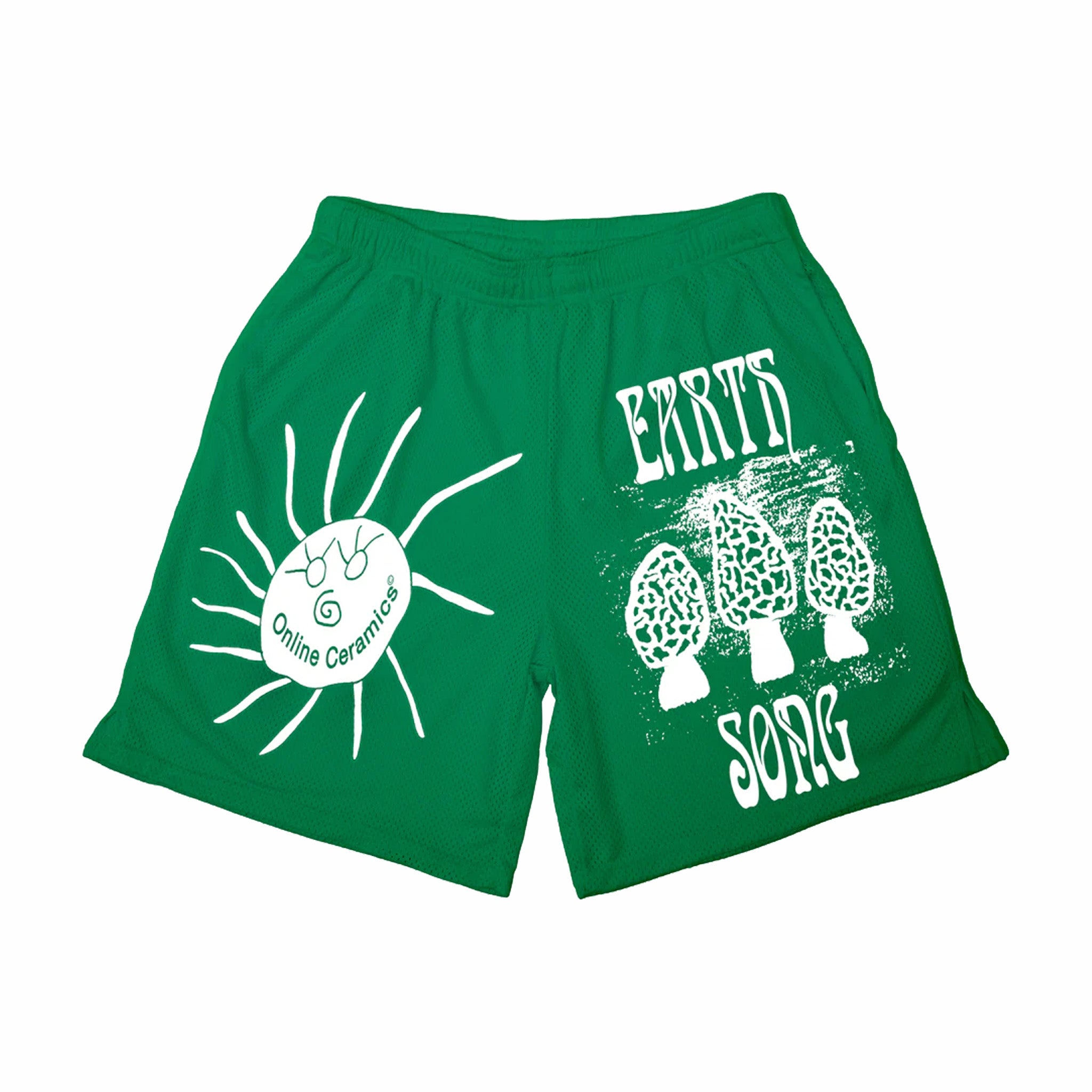 Online Ceramics Earth Song Mesh Shorts (Green) - August Shop