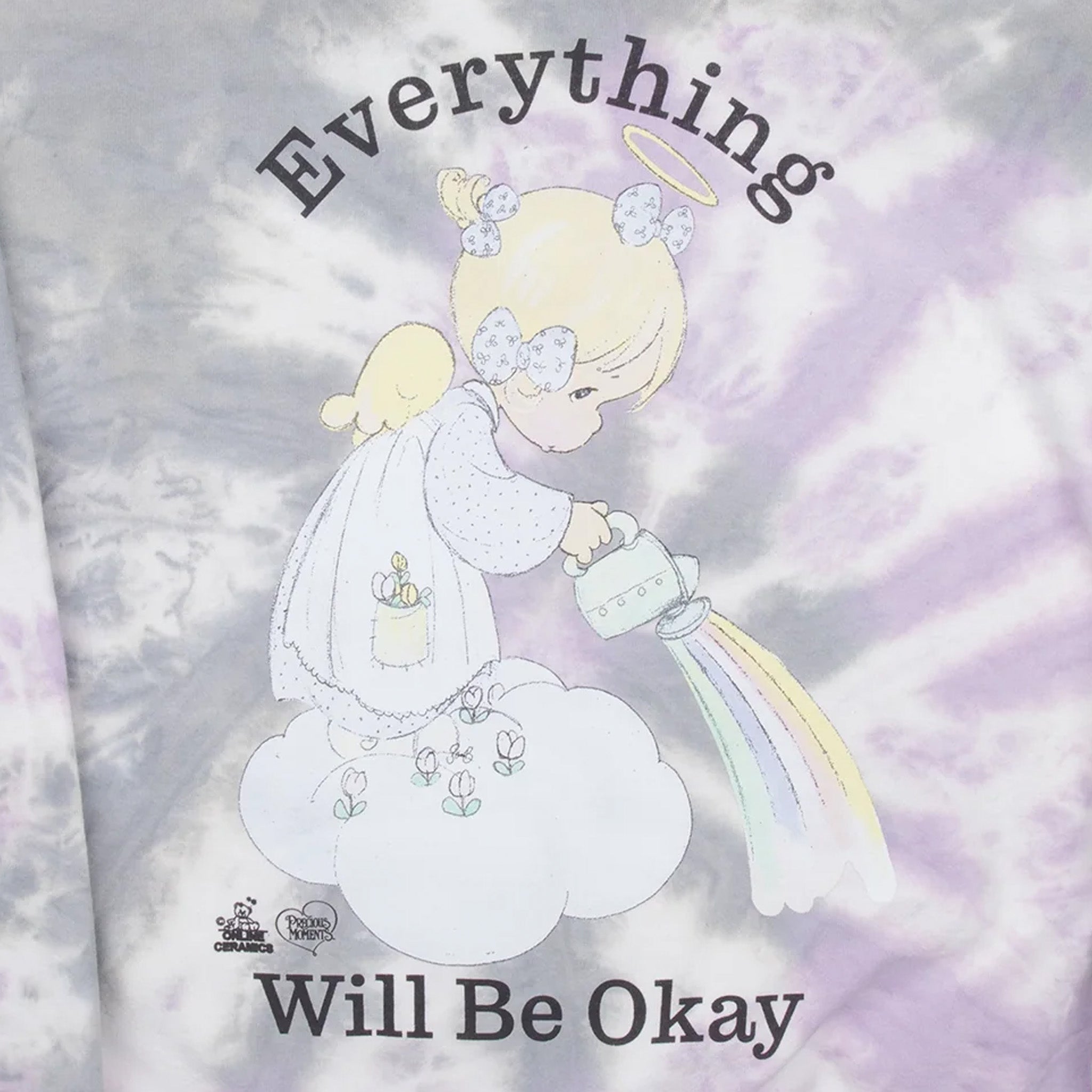 Online Ceramics x Precious Moments &quot;Everything Will Be Ok&quot; Hand Dyed Sweatshirt 14oz Fleece (Tie-Dye) - August Shop