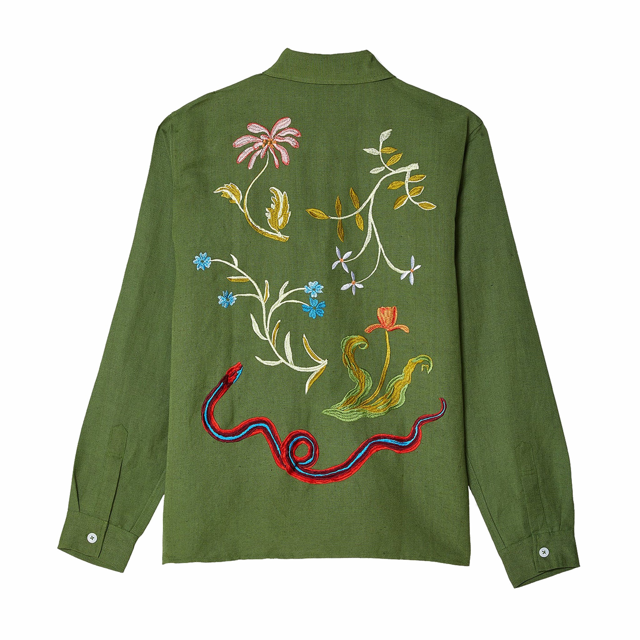 Sky High Farm Workwear Garden Embroidered Shirt (Green) - August Shop