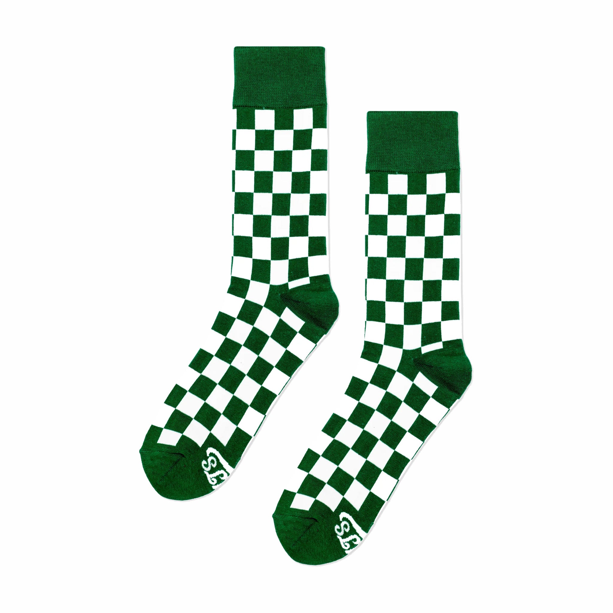 Dude. Your Team Socks. Checkered Socks (Green/White) - August Shop