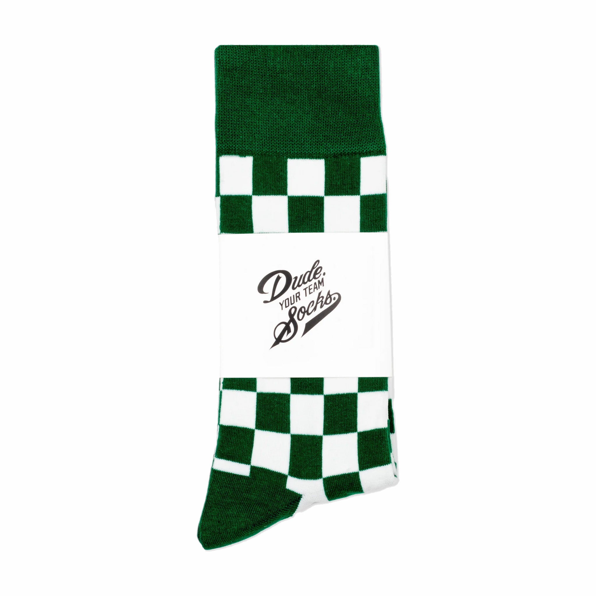 Dude. Your Team Socks. Checkered Socks (Green/White) - August Shop