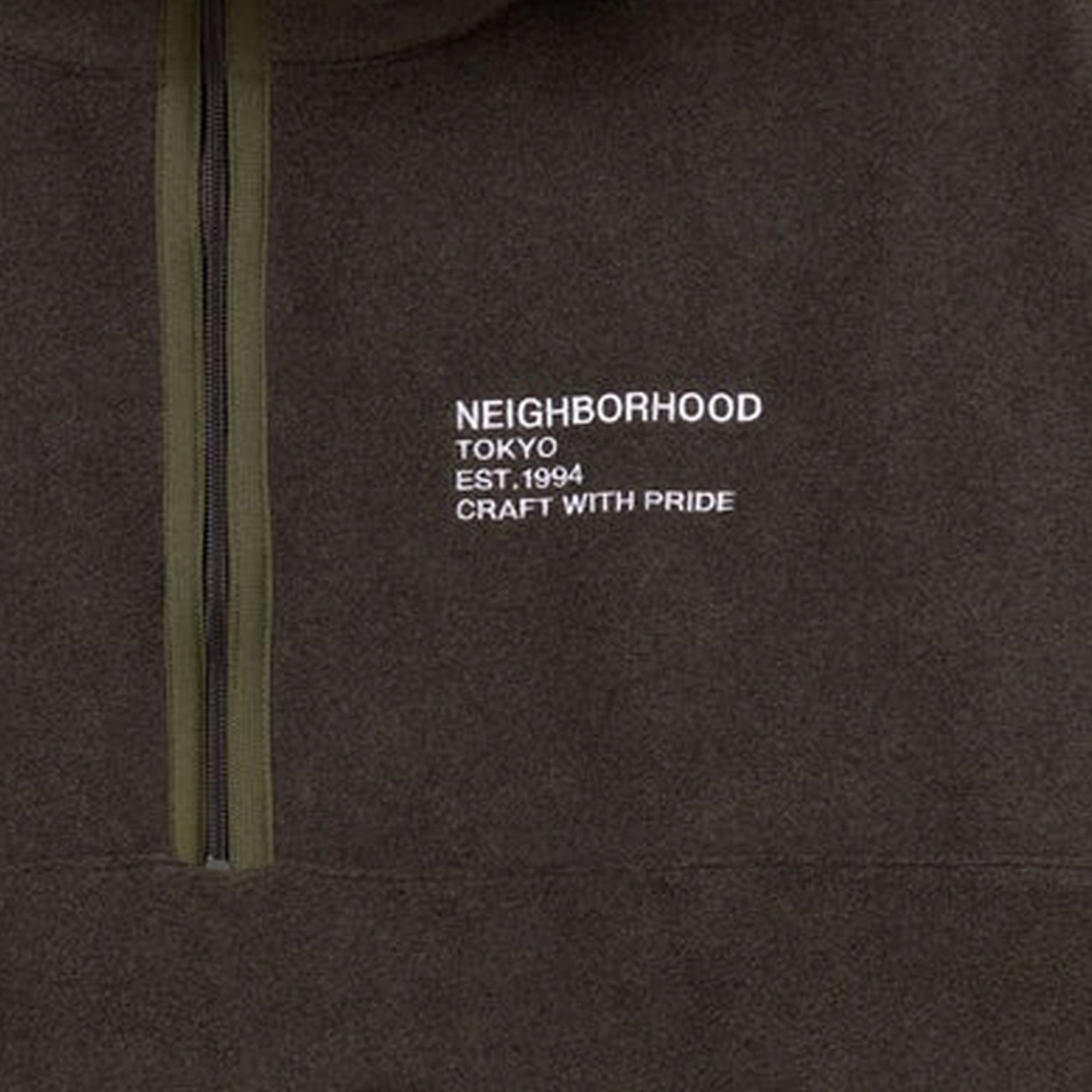 Neighborhood Fleece Half Zip Shirt LS (Olive Drab) - August Shop