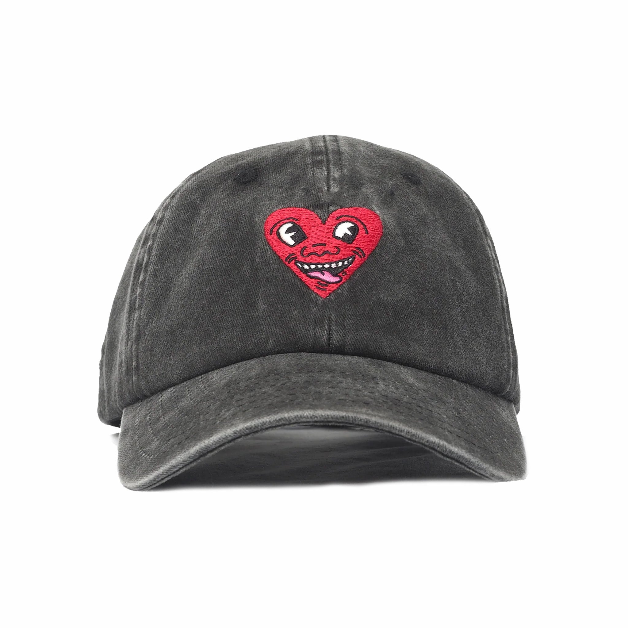 Jungles x Keith Haring Heart Face Cap (Washed Black) - August Shop
