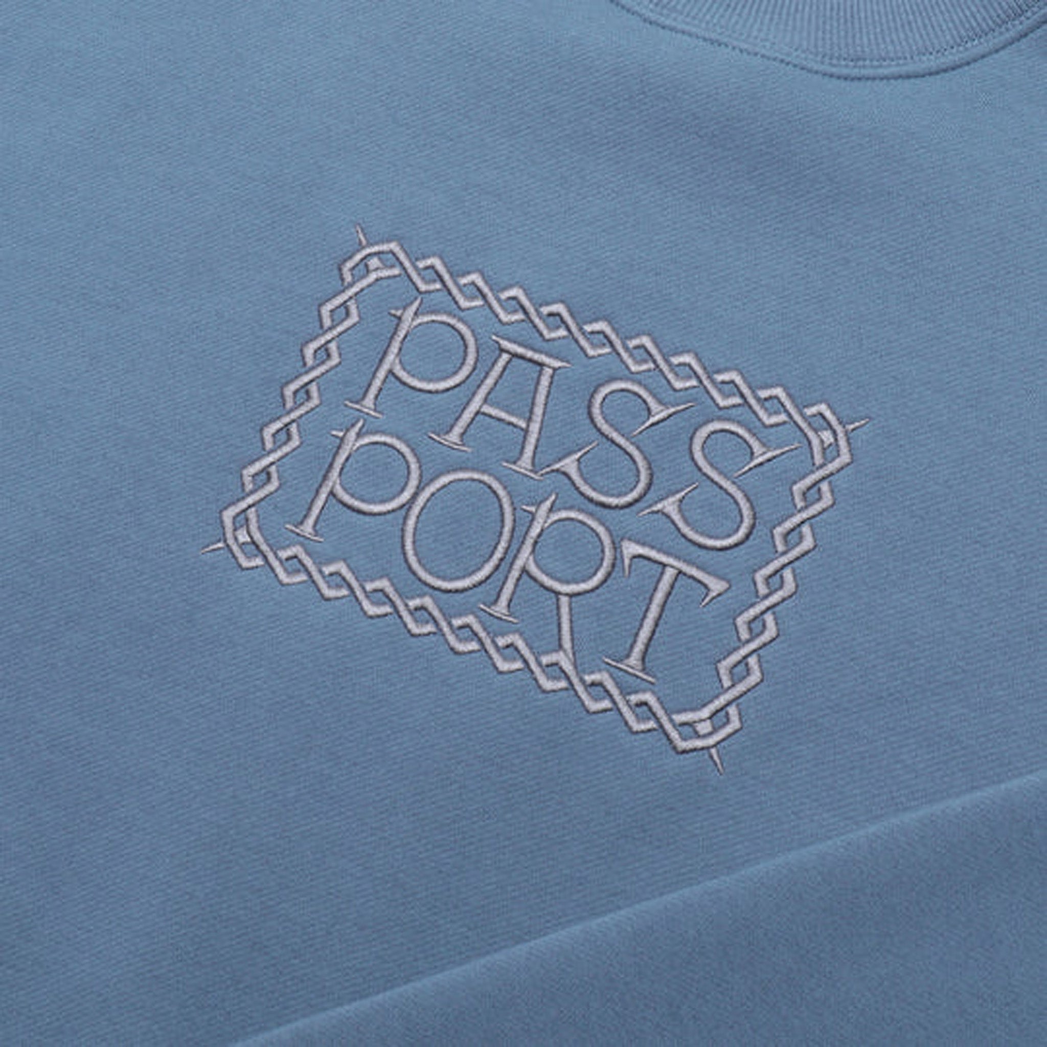 Pass~Port Invasive Embroidered Sweater (Washed Blue) - August Shop