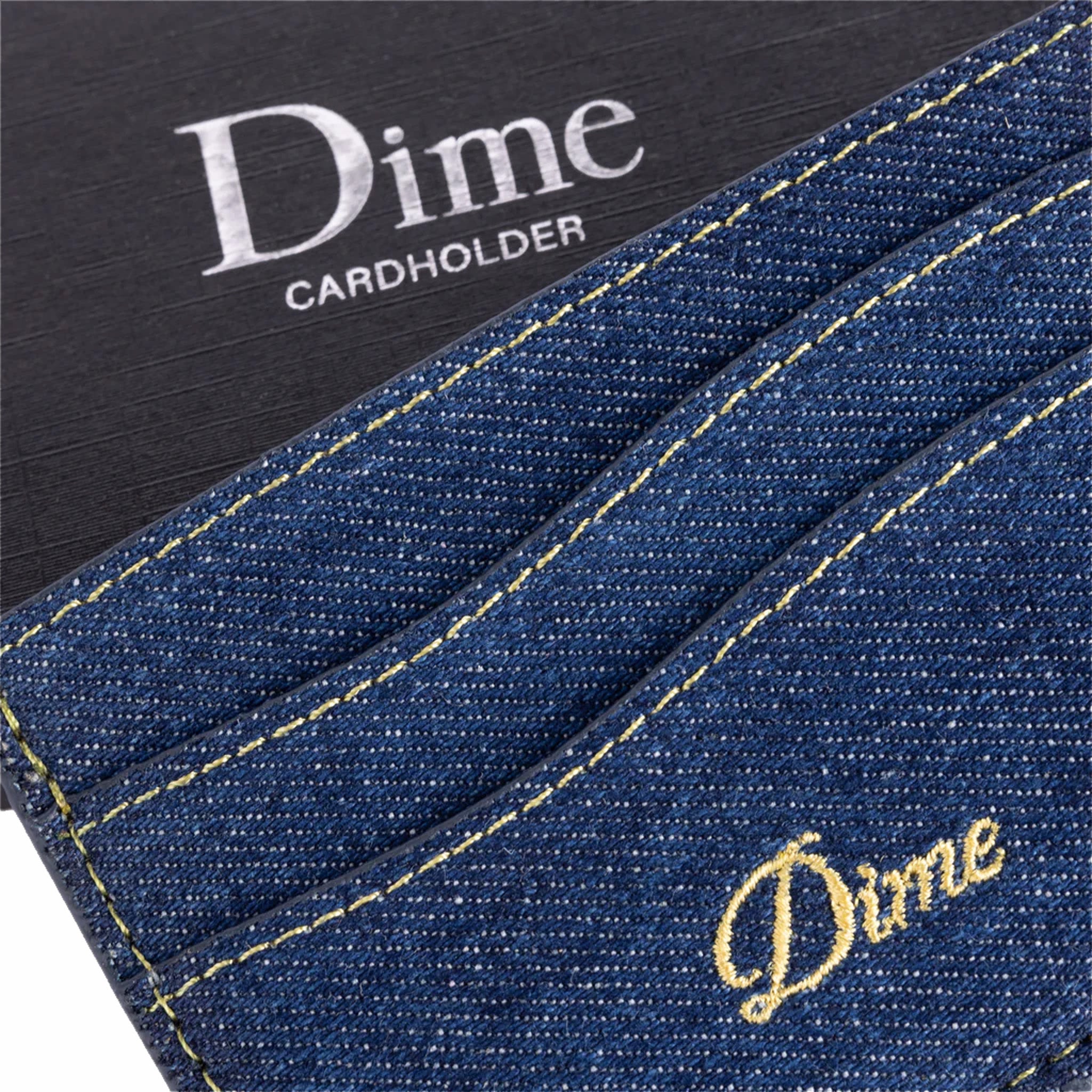 Dime Cursive Cardholder (Indigo Denim) - August Shop