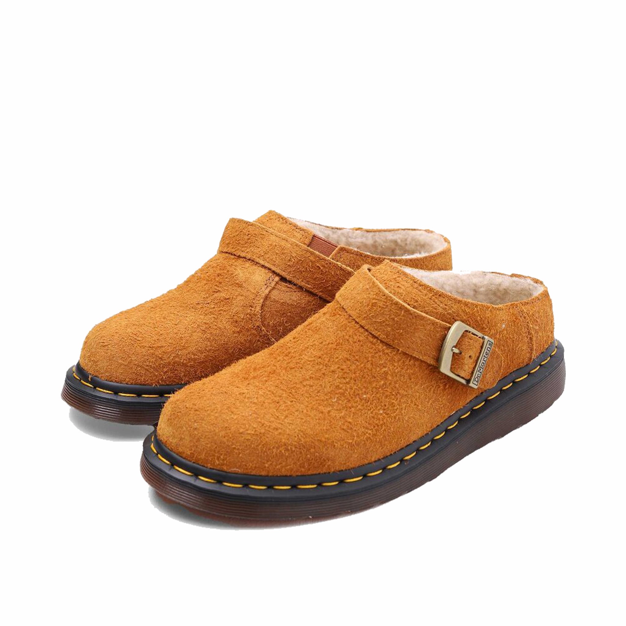 Dr. Martens Isham Long Napped Suede Clogs (Pecan Brown) - August Shop