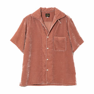 Needles Italian Collar S/S Shirt - PE/R Velvet (Pink) - August Shop