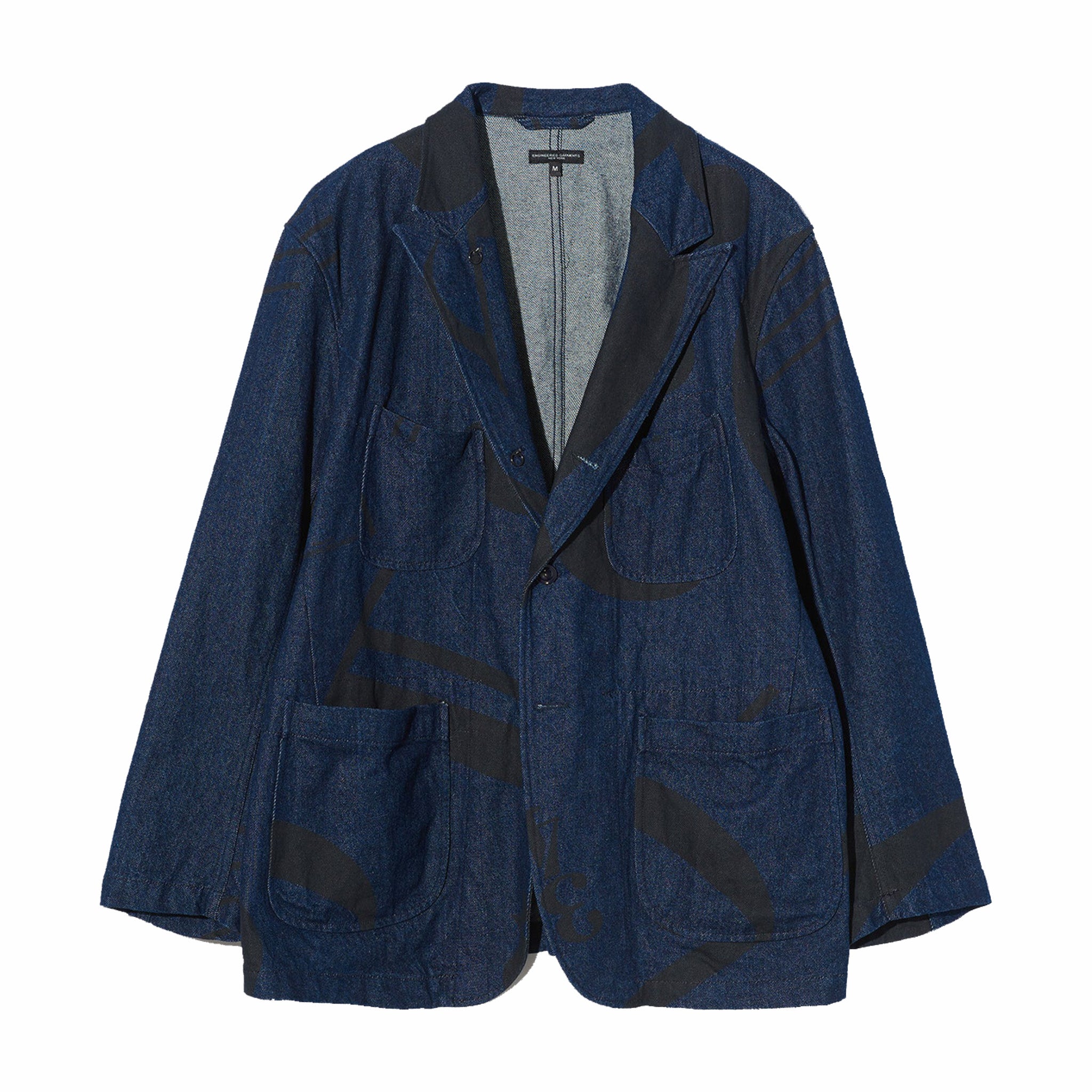 Engineered Garments Bedford Jacket &quot;Music Note Print&quot; - 12oz Denim (Indigo) - August Shop