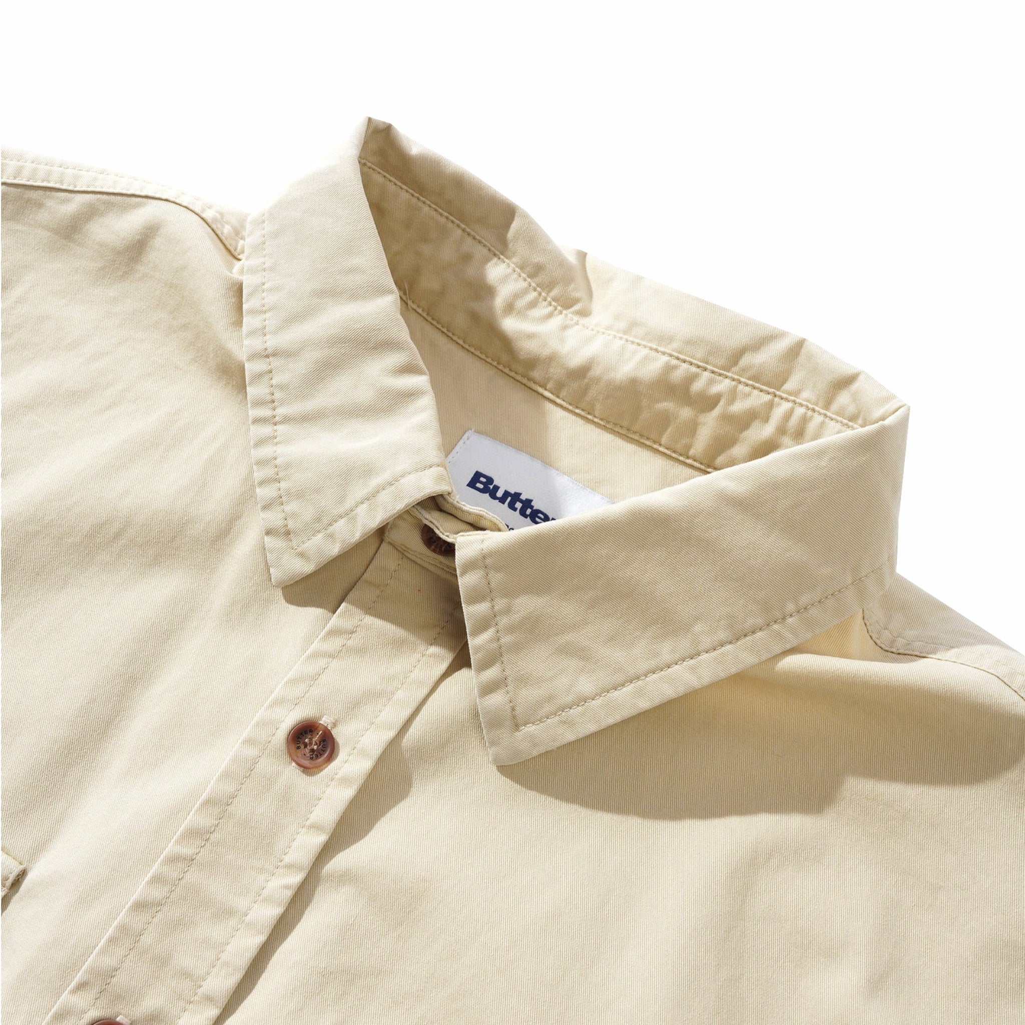 Butter Goods Washed Pocket L/S Shirt (Khaki) - August Shop