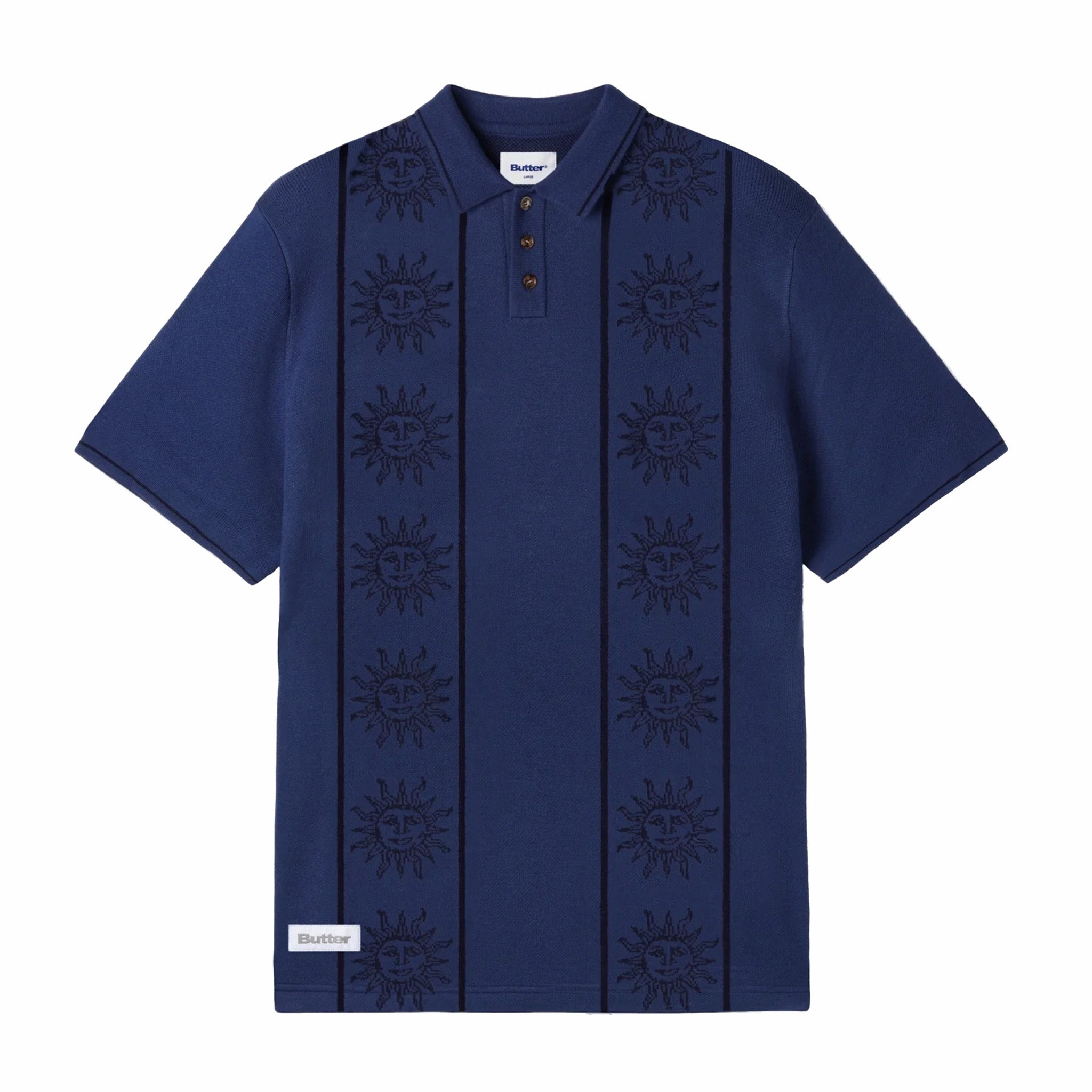 Butter Goods Solar Knit S/S Shirt (Harbour Blue) - August Shop