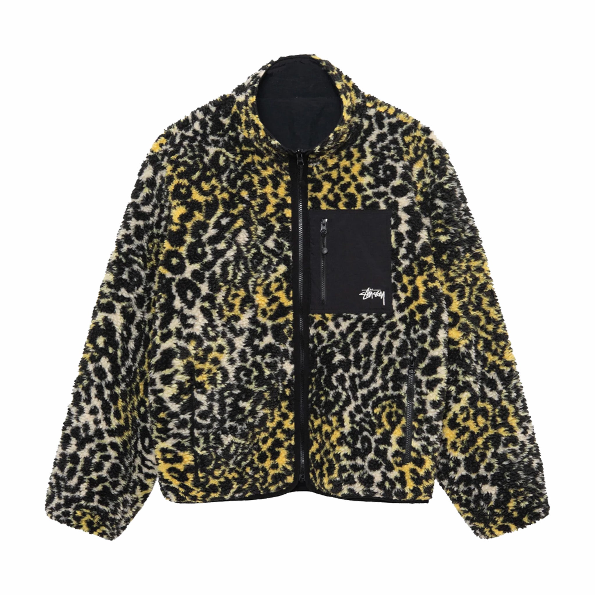 Stüssy Sherpa Reversible Jacket (Yellow Leopard) - August Shop