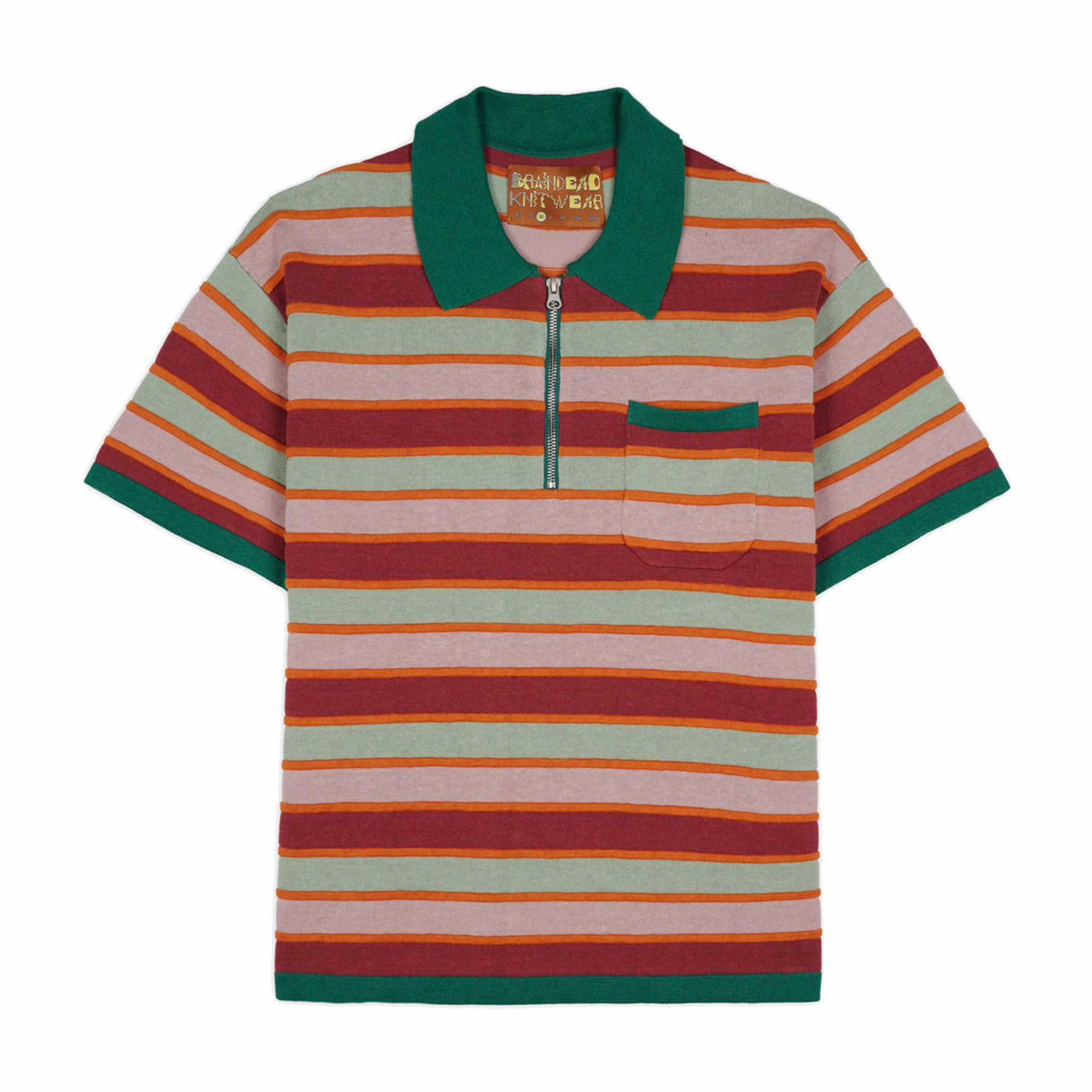 Brain Dead Lifted Stripe Half Zip Shirt (Red Multi) - August Shop