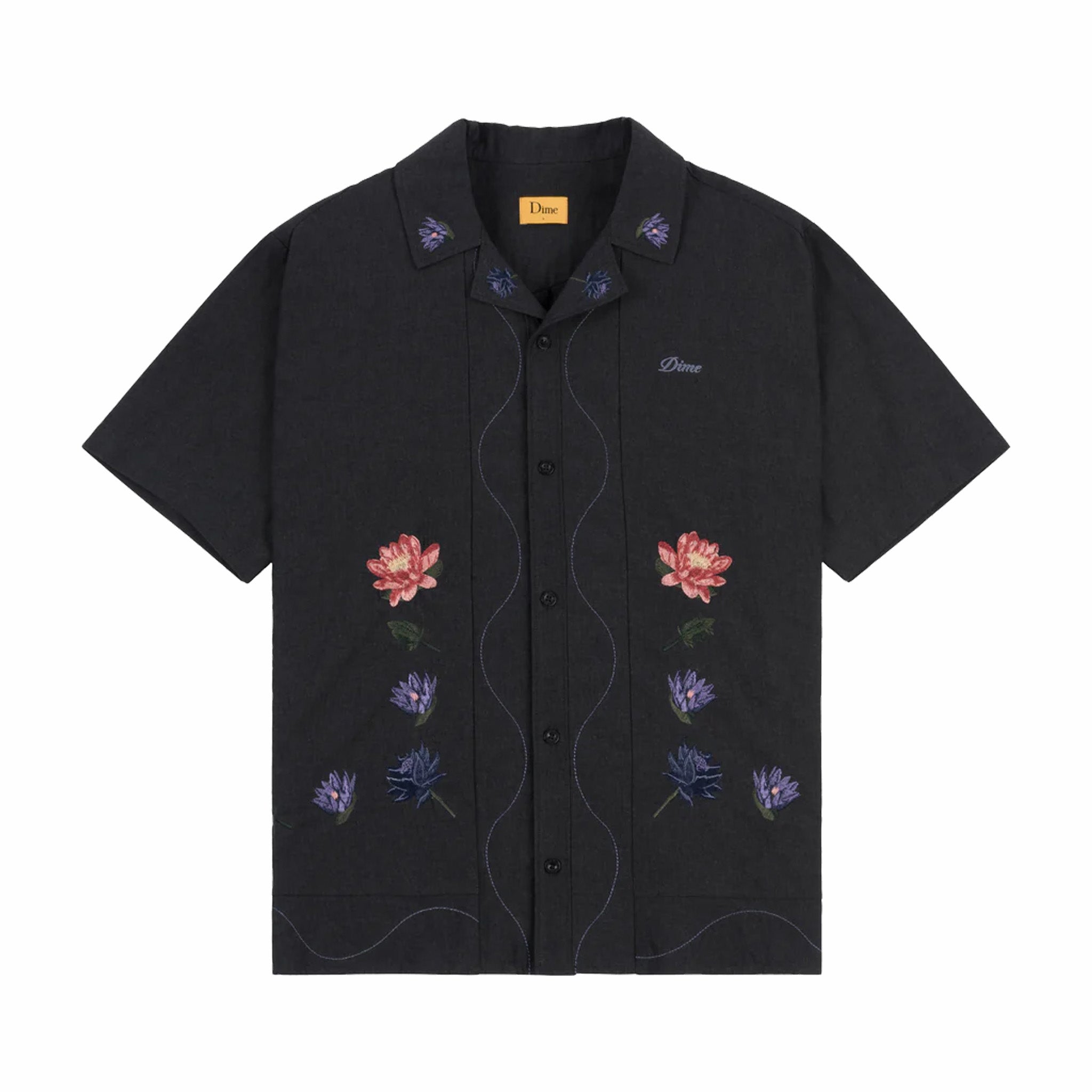 Dime Lotus Button Up SS (Vintage Black) - August Shop