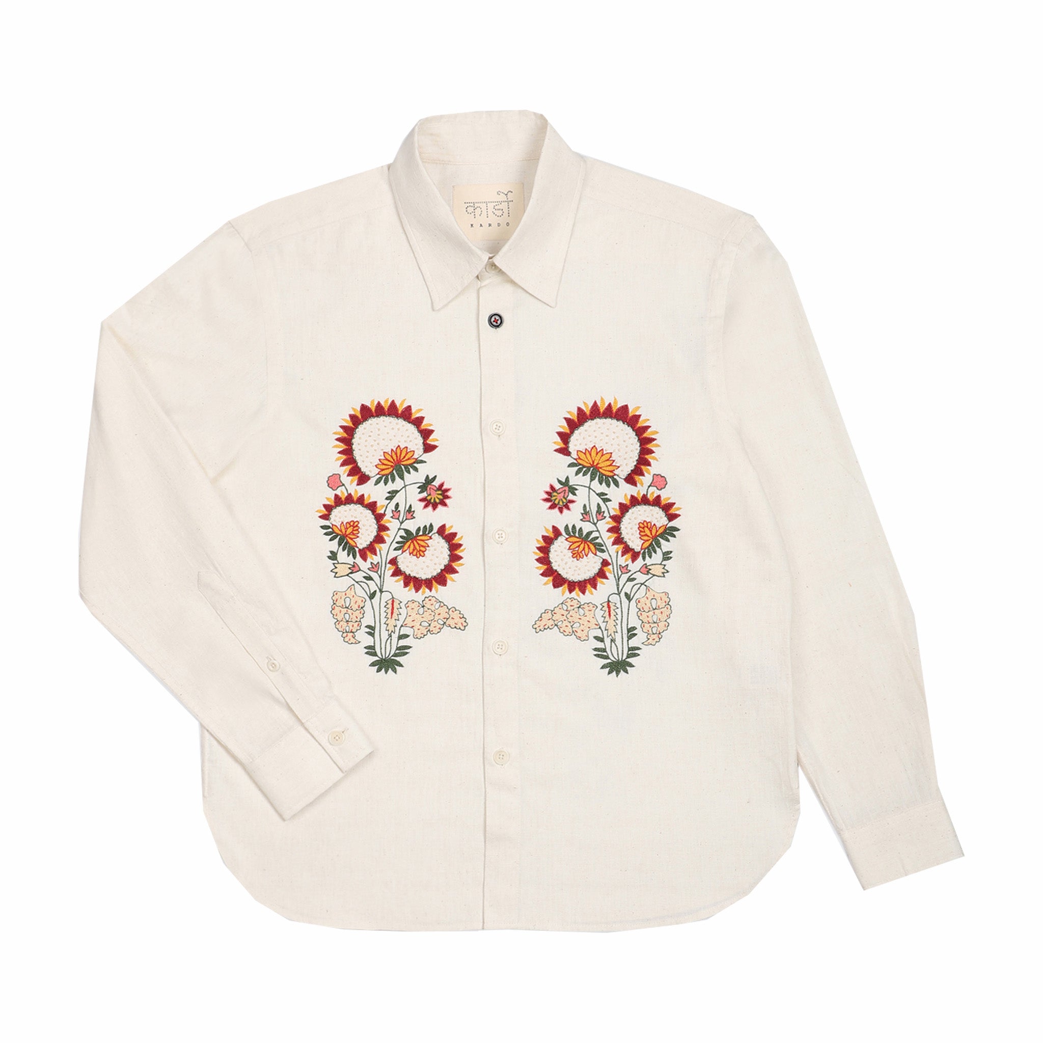 Kardo Luis Embroidered Long Sleeve Shirt (Natural) - August Shop