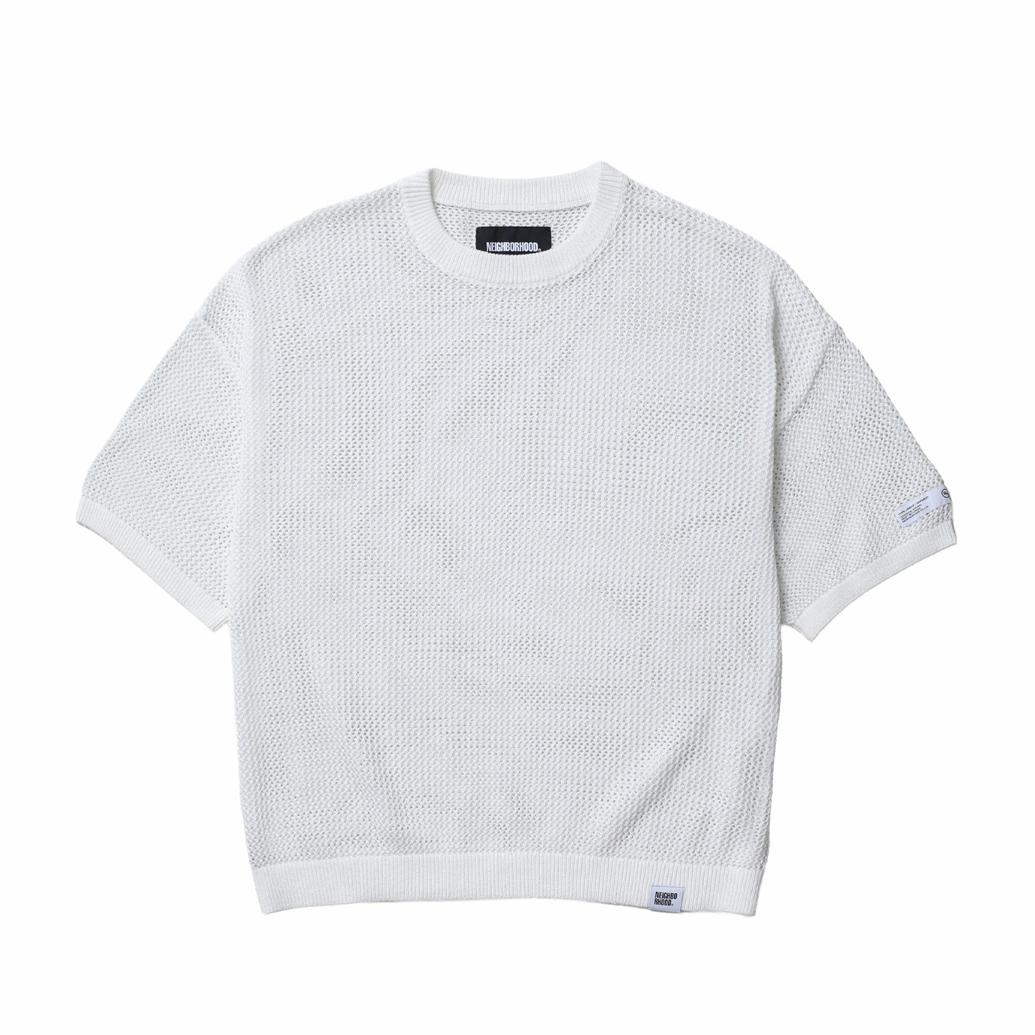 Neighborhood Mesh SS Knit (White) - August Shop