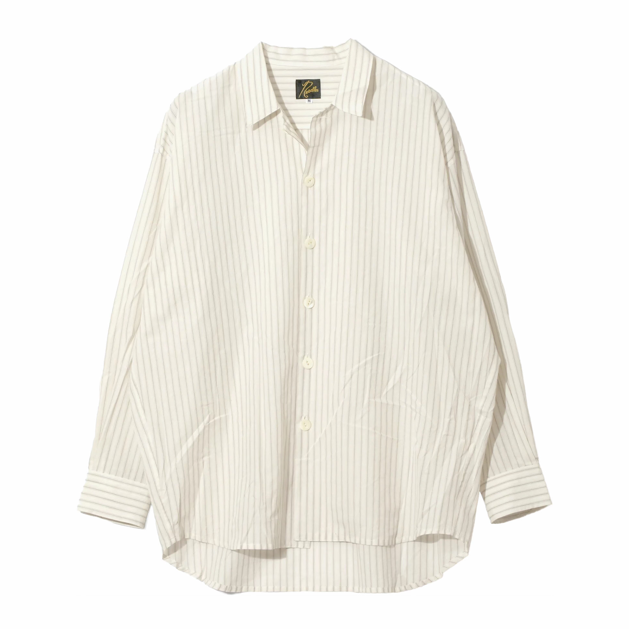 Needles Uncon Shirt - Dobby Stripe (Cream/Brown) - August Shop
