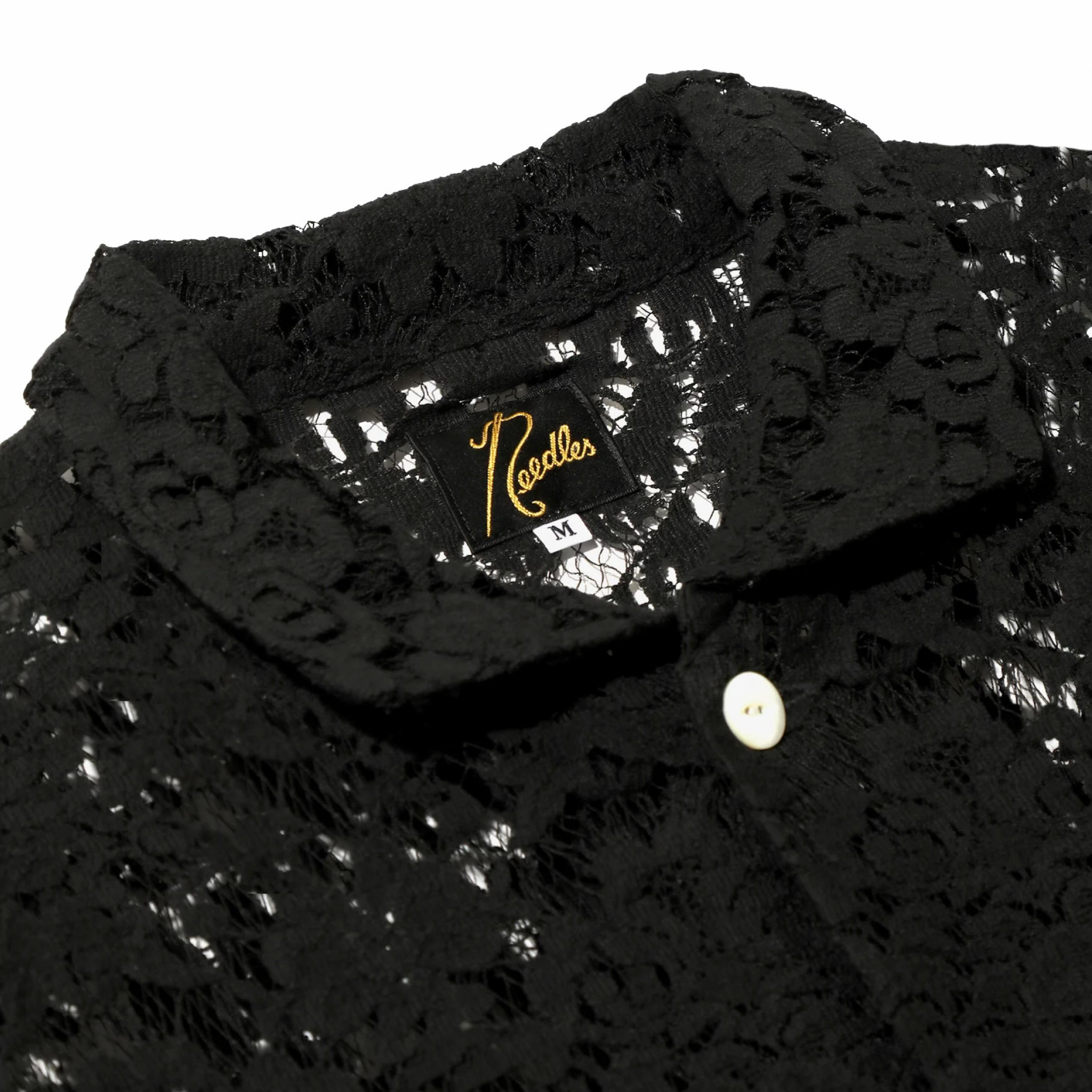 Needles Widespread Collar Shirt - Raschel Lace (Black) - August Shop