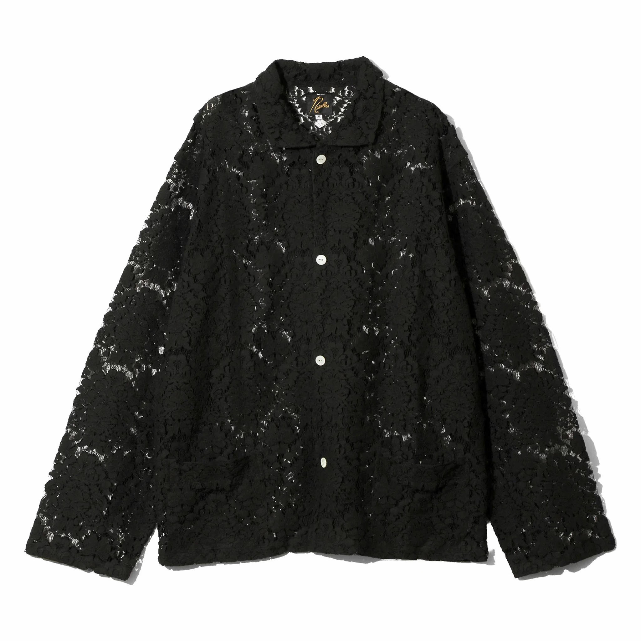 Needles Widespread Collar Shirt - Raschel Lace (Black) - August Shop