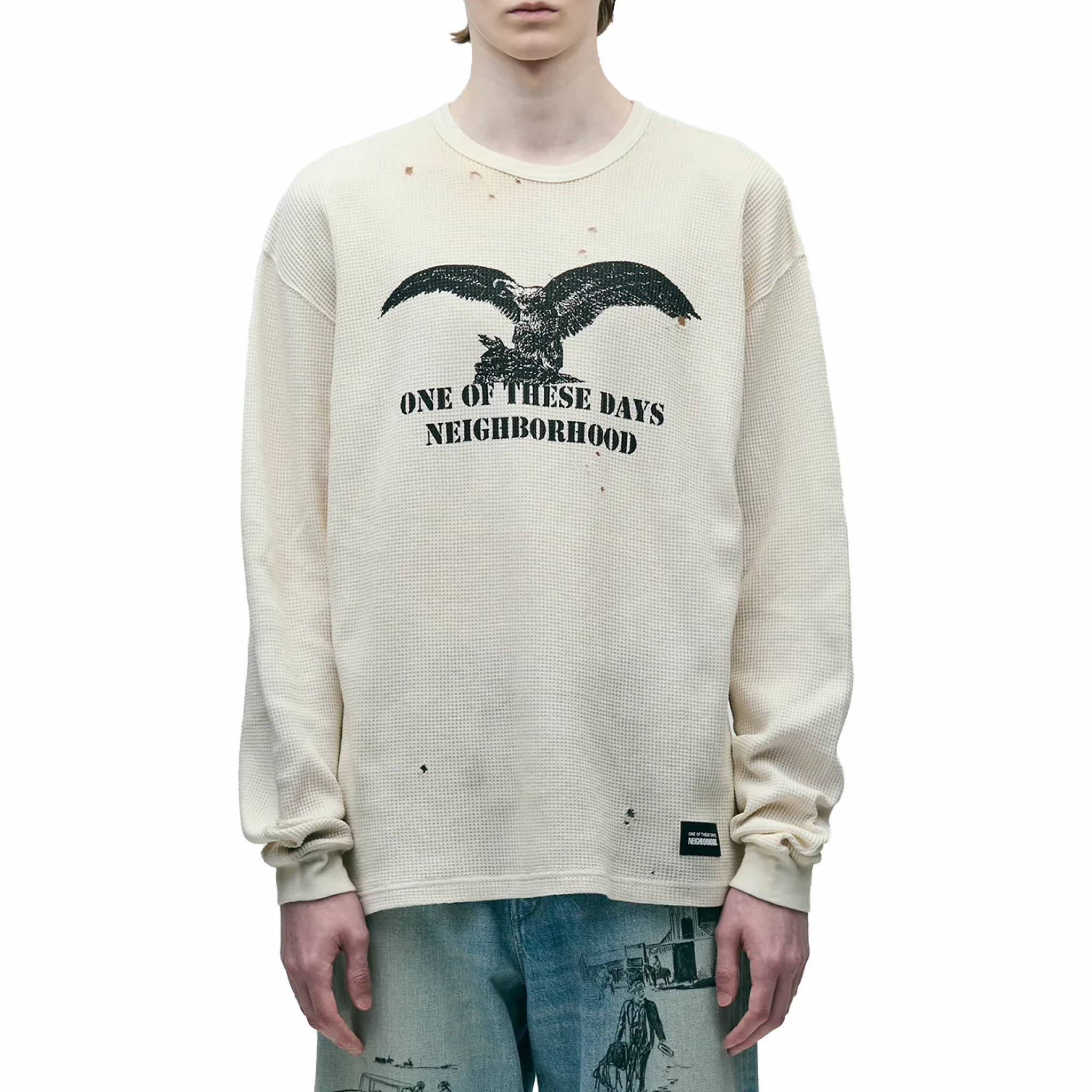 Neighborhood x OOTD . Waffle Fabric Longsleeve Crewneck (White) - August Shop