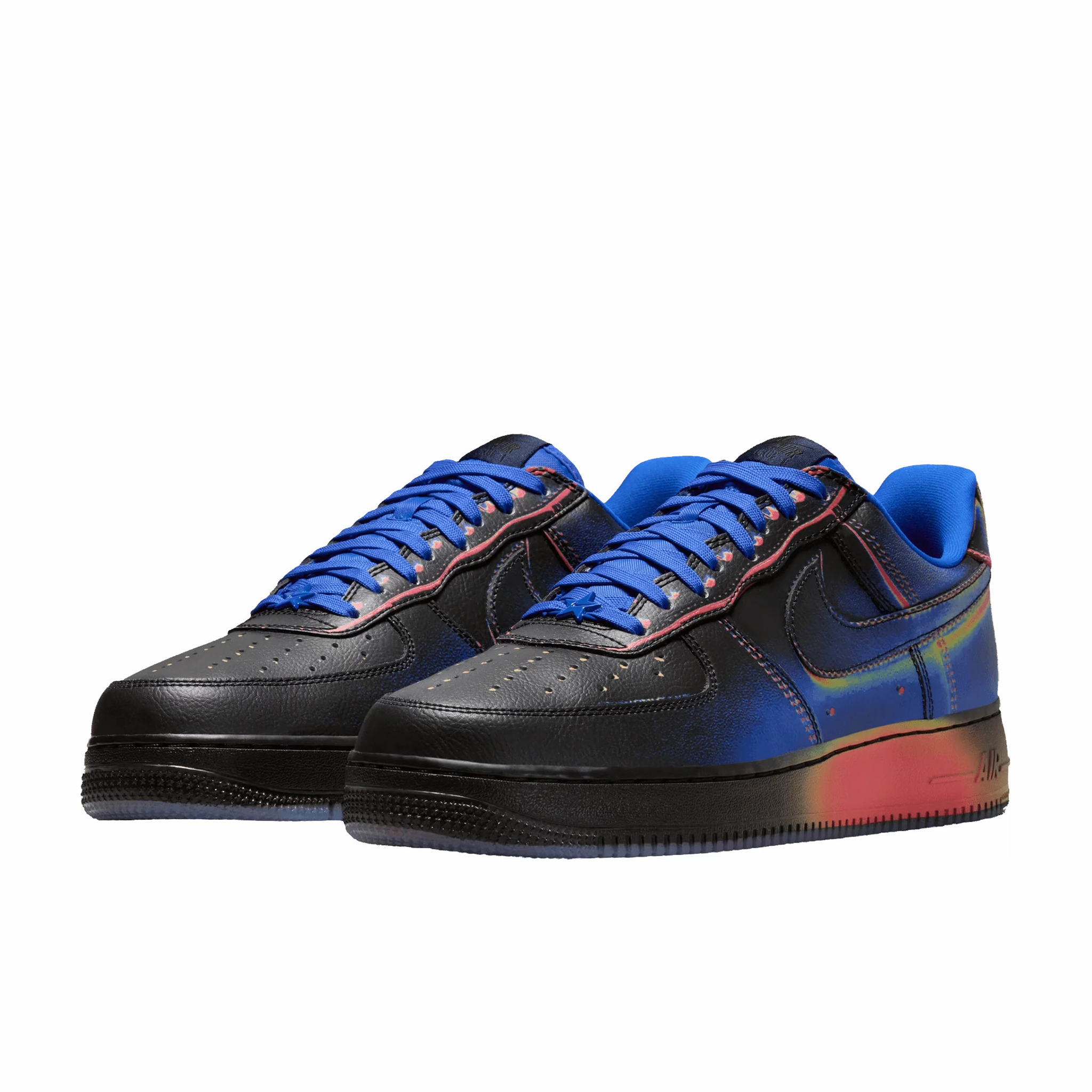 Nike Men's Air Force 1 Low Retro "Heat Map" (Black/Racer Blue-Volt Ice-Bright Crimson) - August Shop